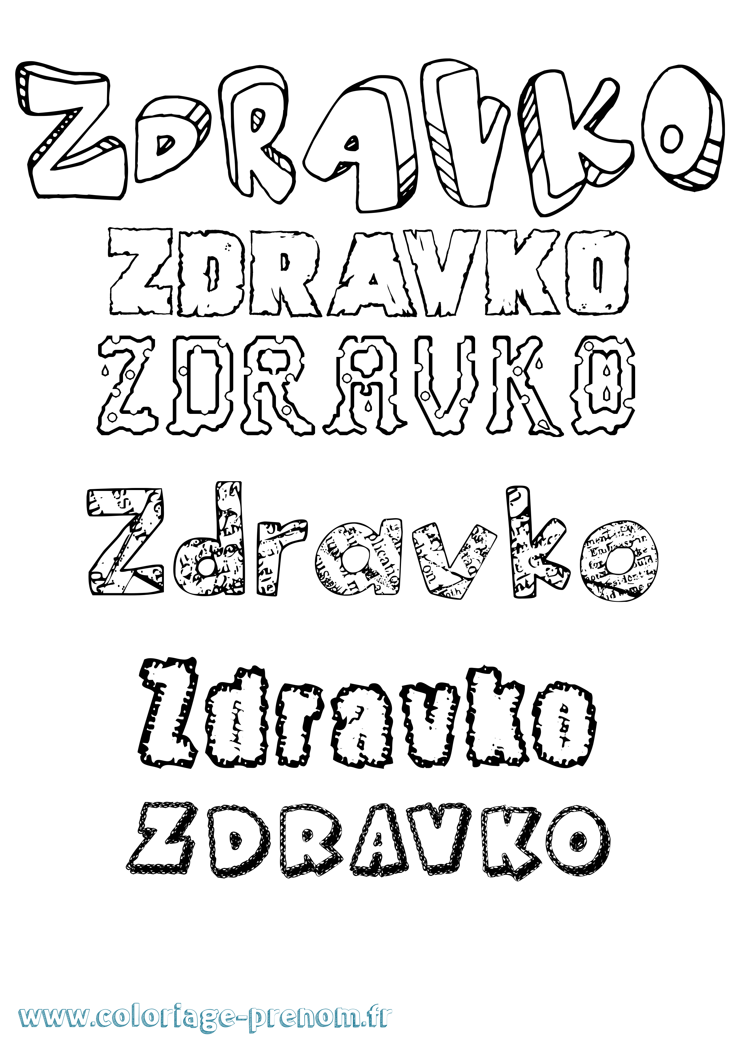 Coloriage Zdravko Destructuré Coloriage prénom Zdravko Destructuré