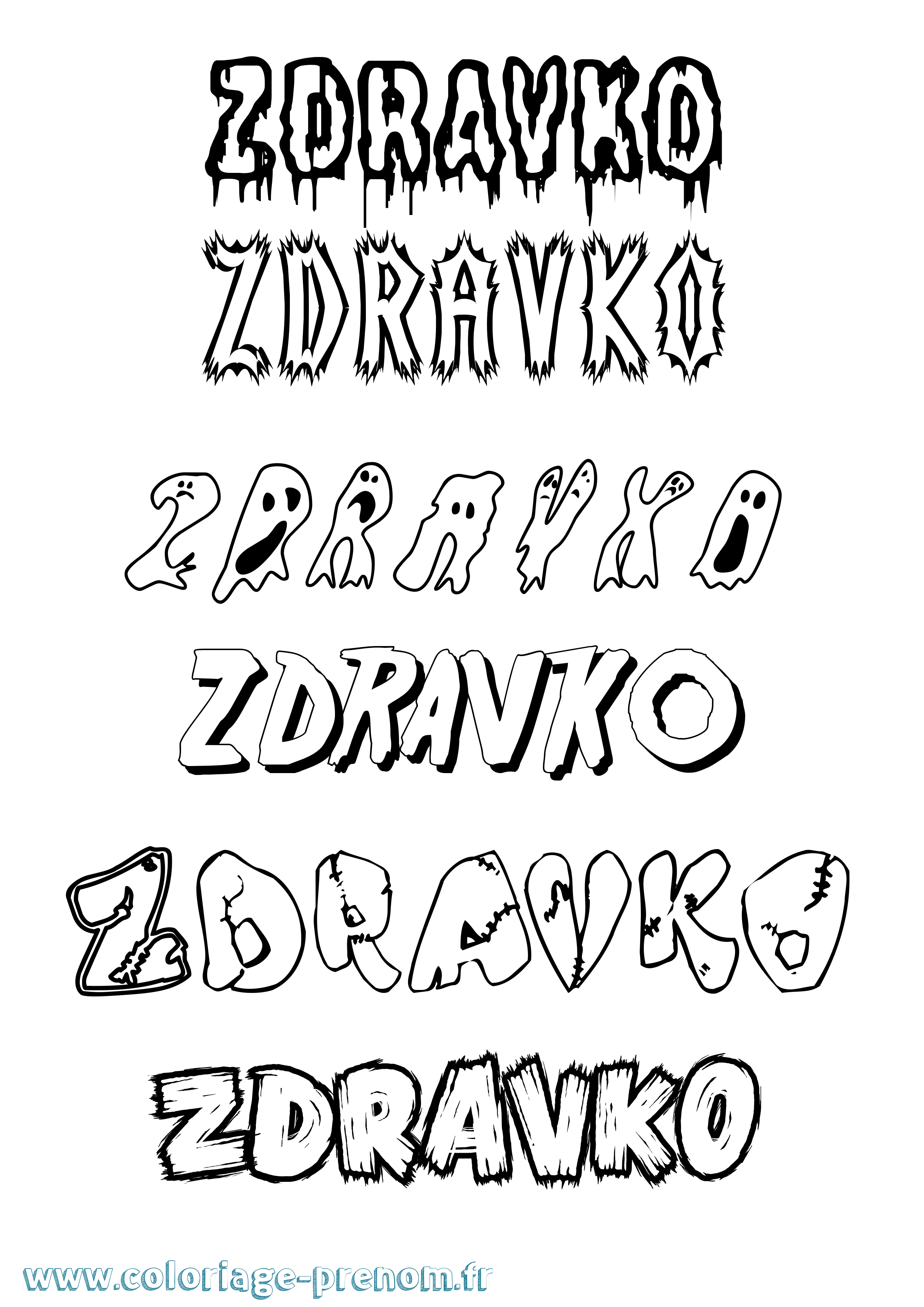 Coloriage Zdravko Frisson Coloriage prénom Zdravko Frisson