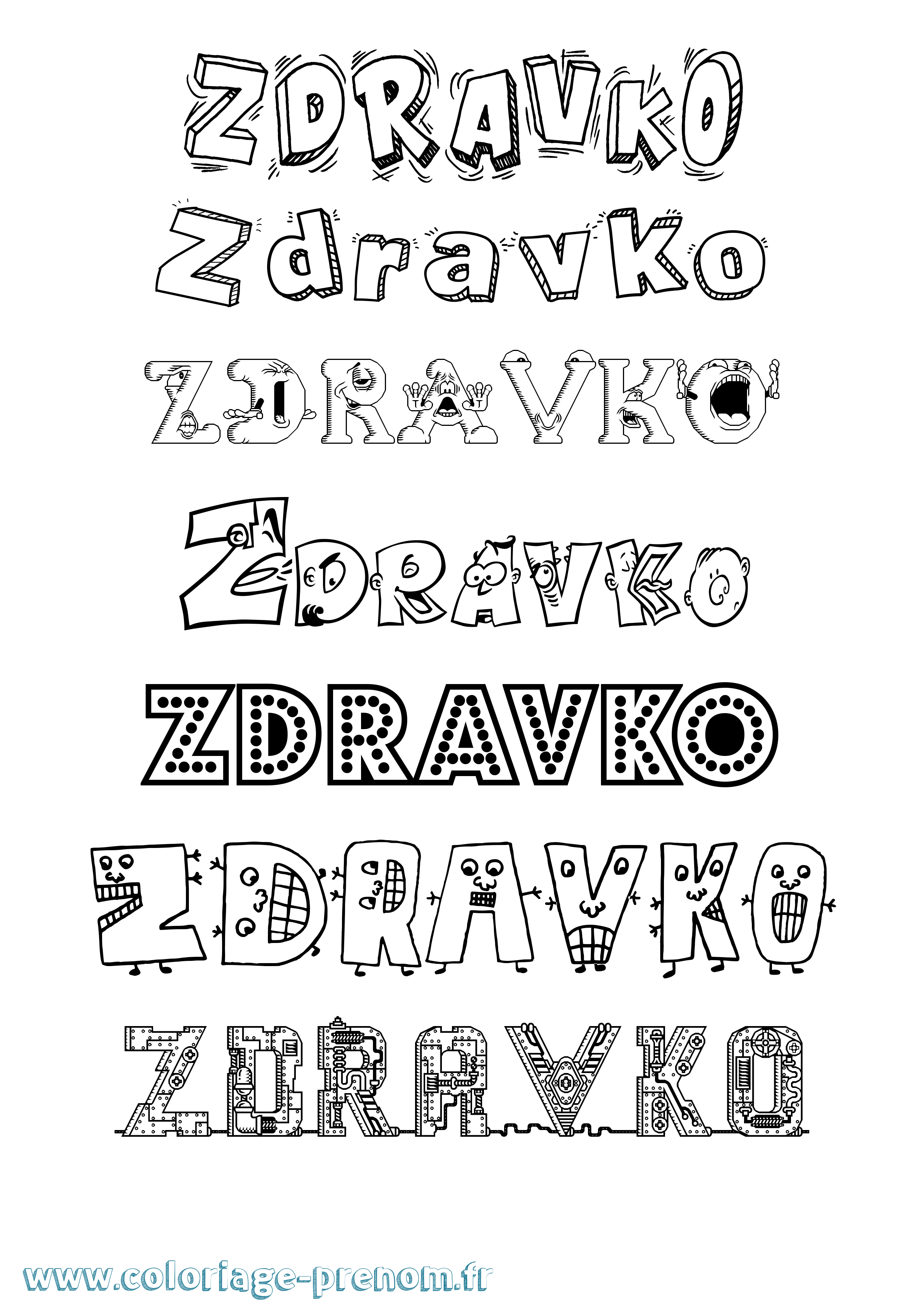 Coloriage Zdravko Fun Coloriage prénom Zdravko Fun