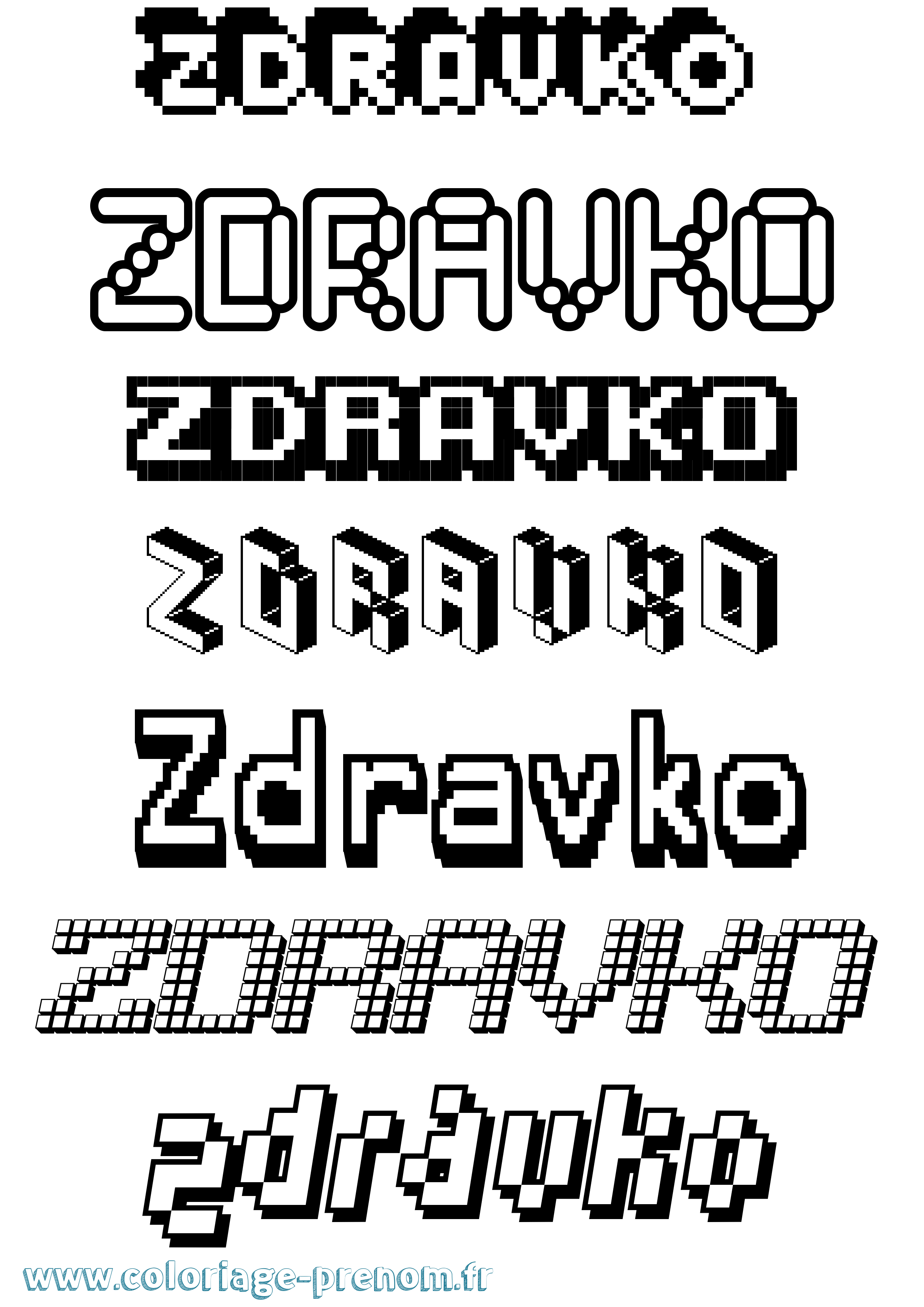 Coloriage Zdravko Pixel Coloriage prénom Zdravko Pixel