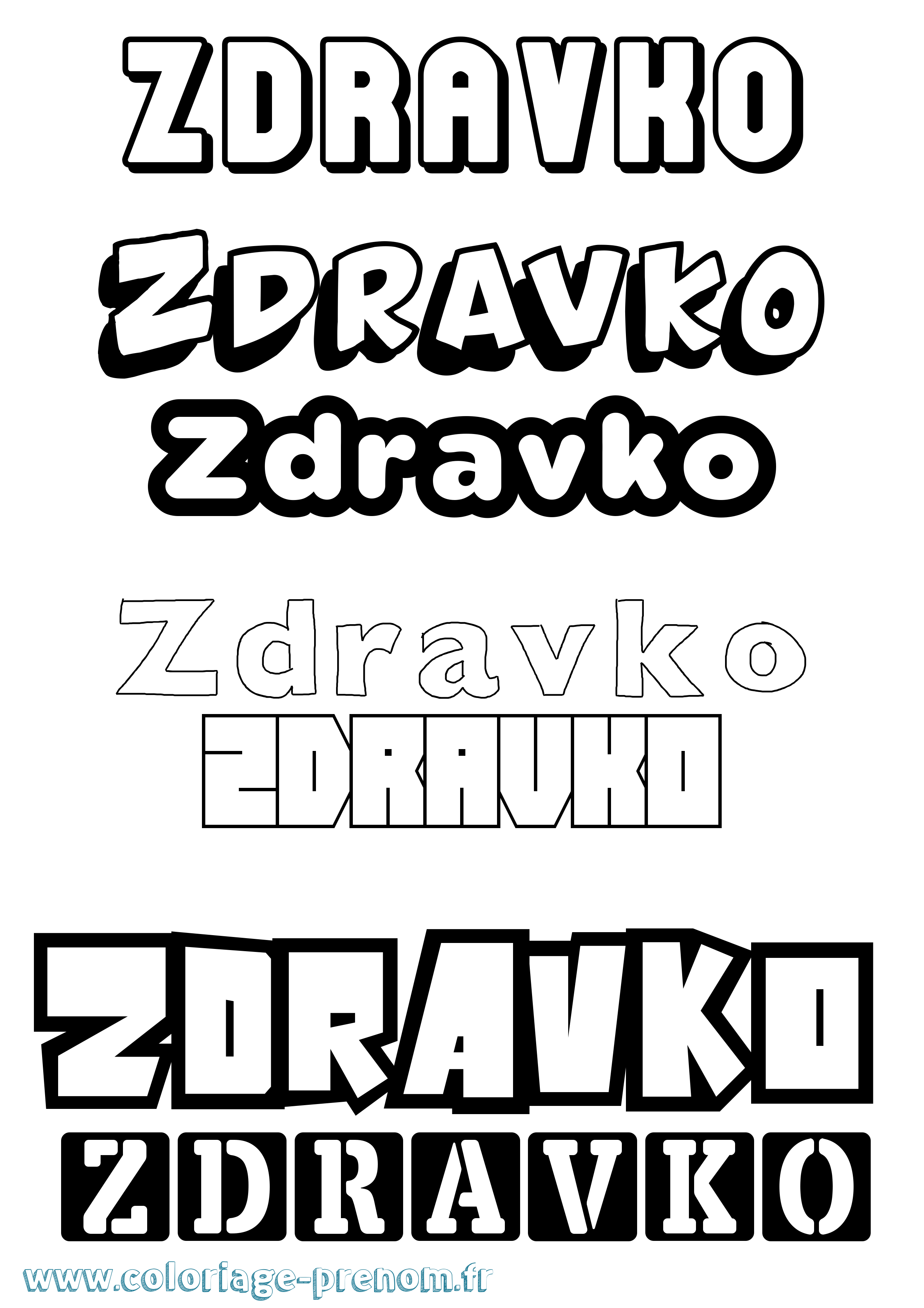 Coloriage Zdravko Simple Coloriage prénom Zdravko Simple