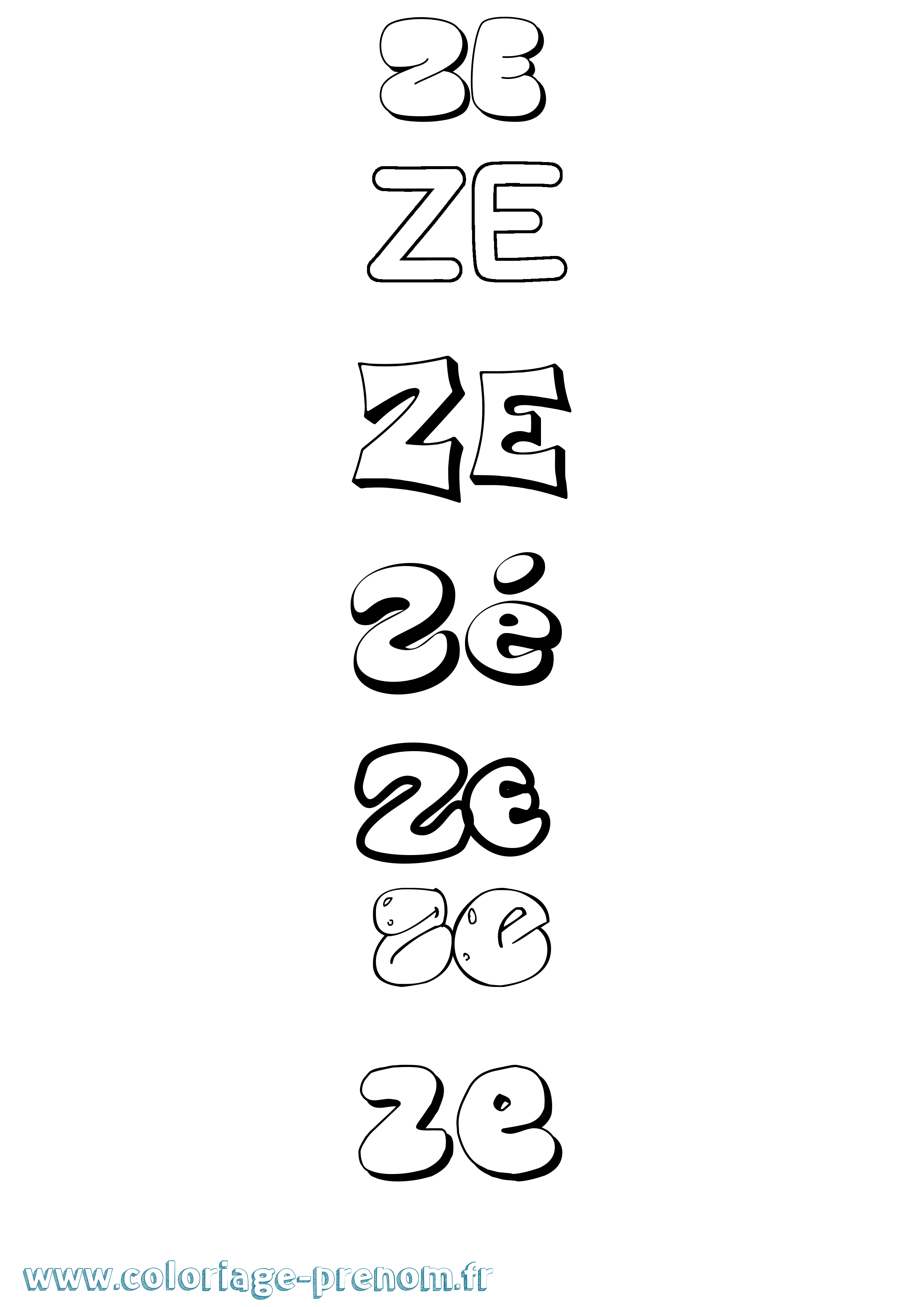 Coloriage Zé Bubble Coloriage prénom Zé Bubble