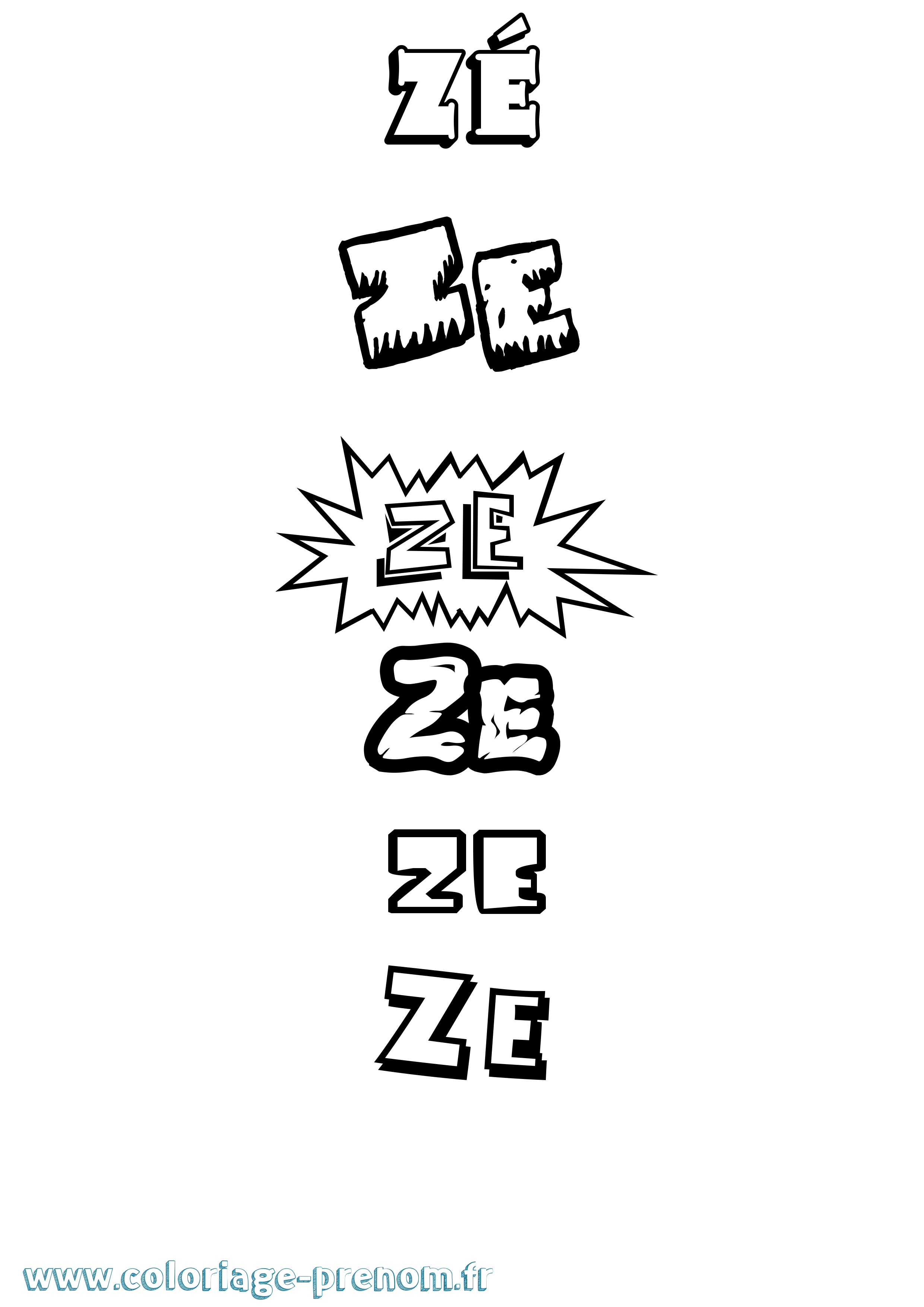 Coloriage Zé Dessin Animé Coloriage prénom Zé Dessin Animé