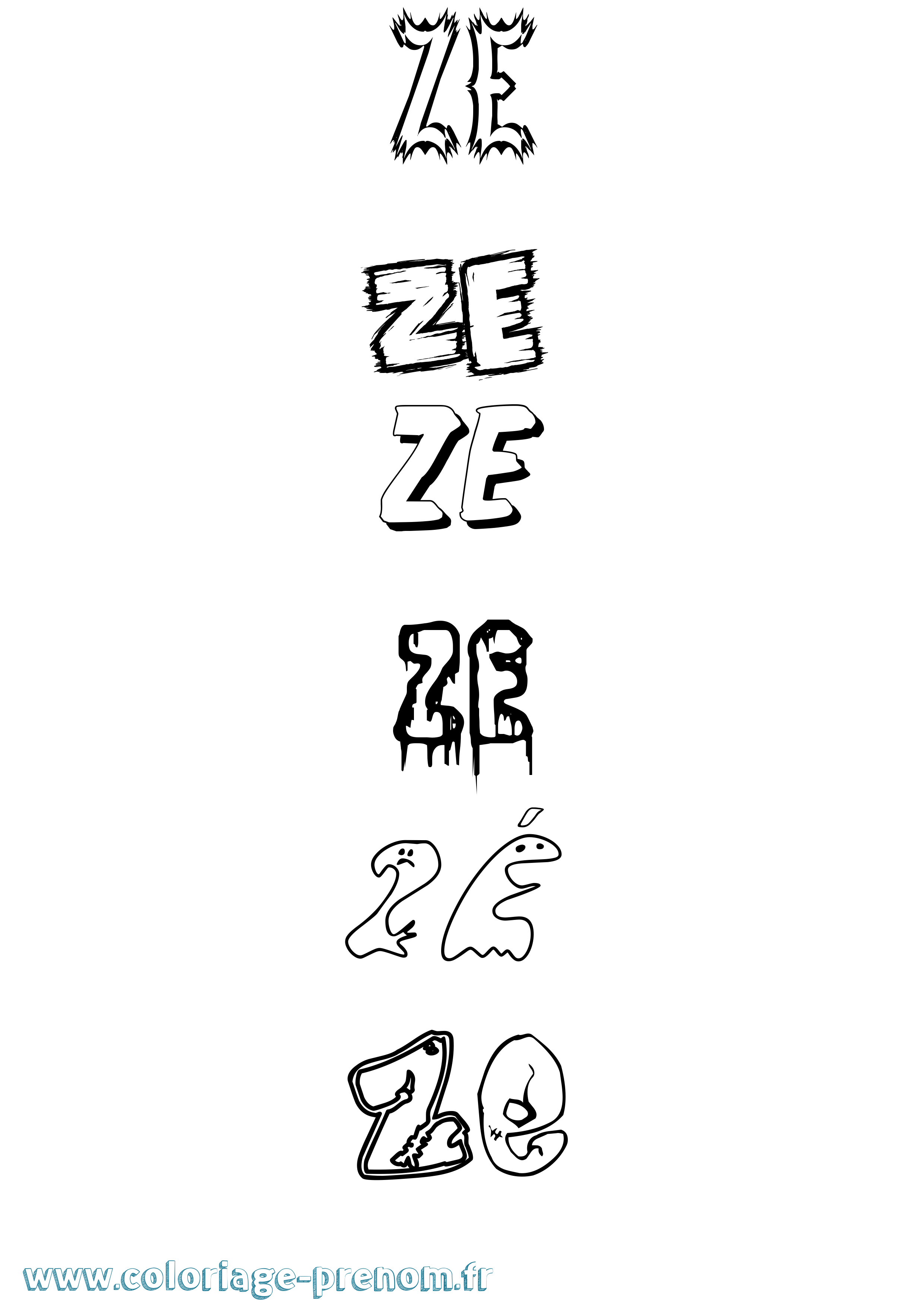 Coloriage Zé Frisson Coloriage prénom Zé Frisson