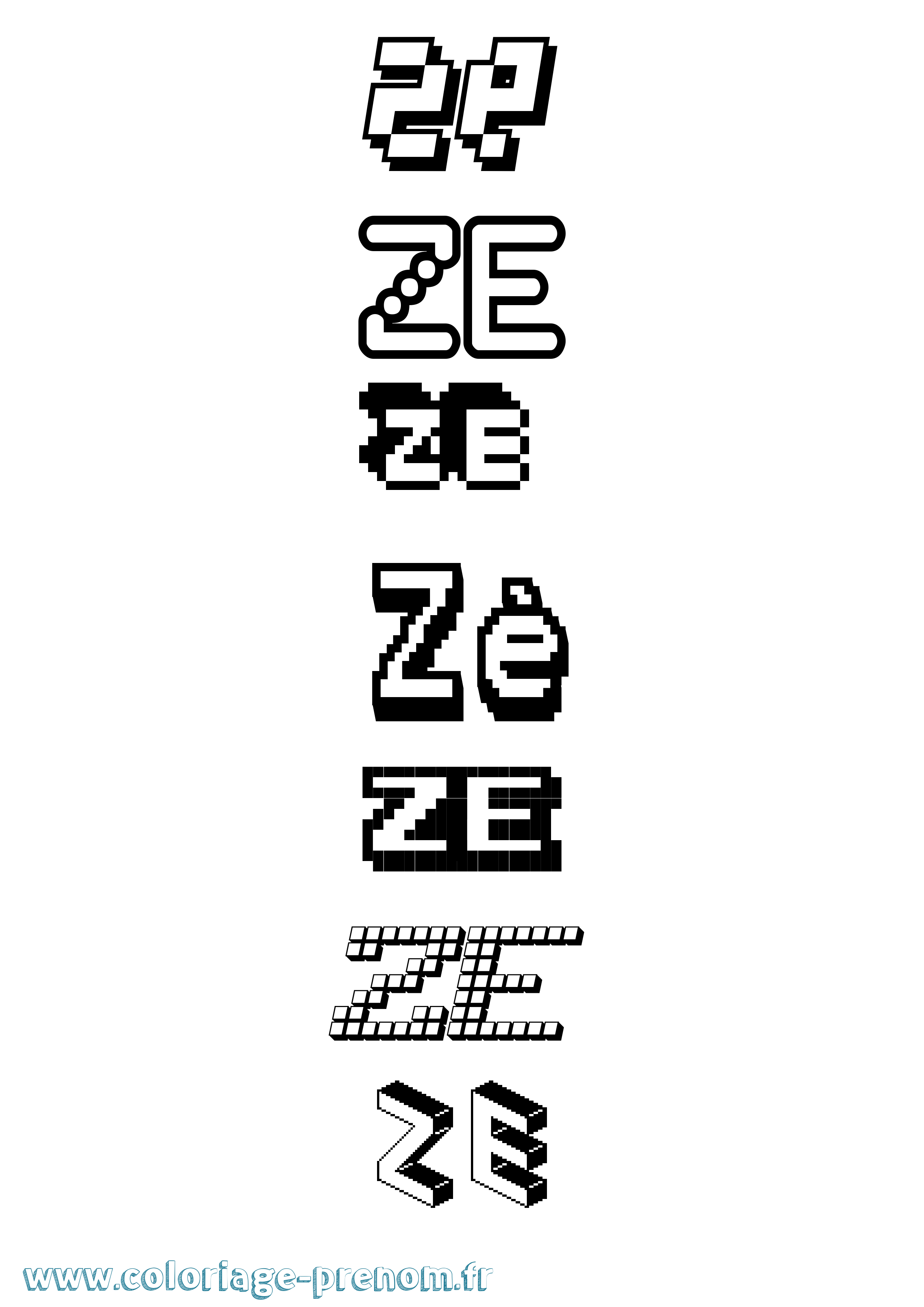 Coloriage Zé Pixel Coloriage prénom Zé Pixel