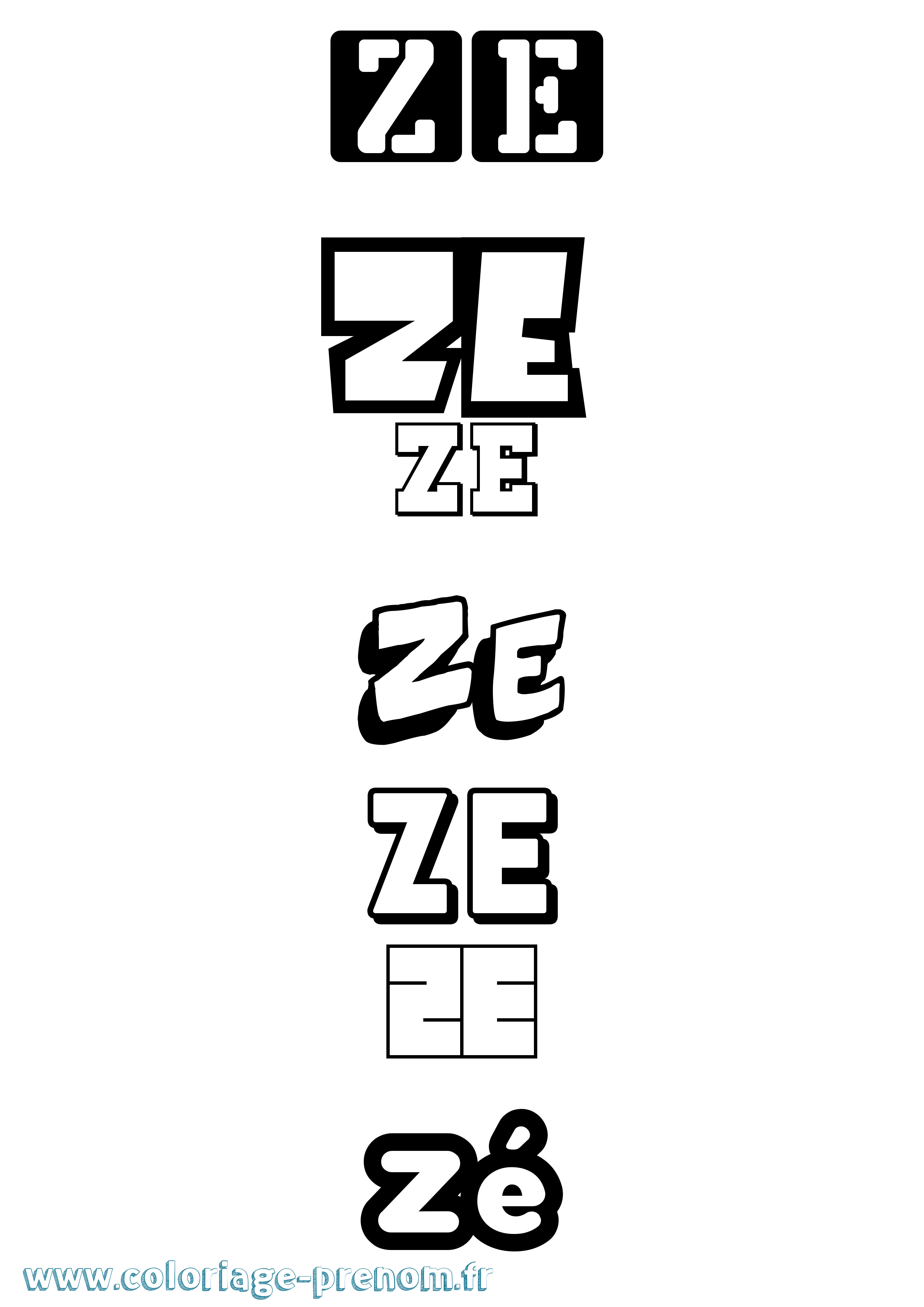 Coloriage Zé Simple Coloriage prénom Zé Simple