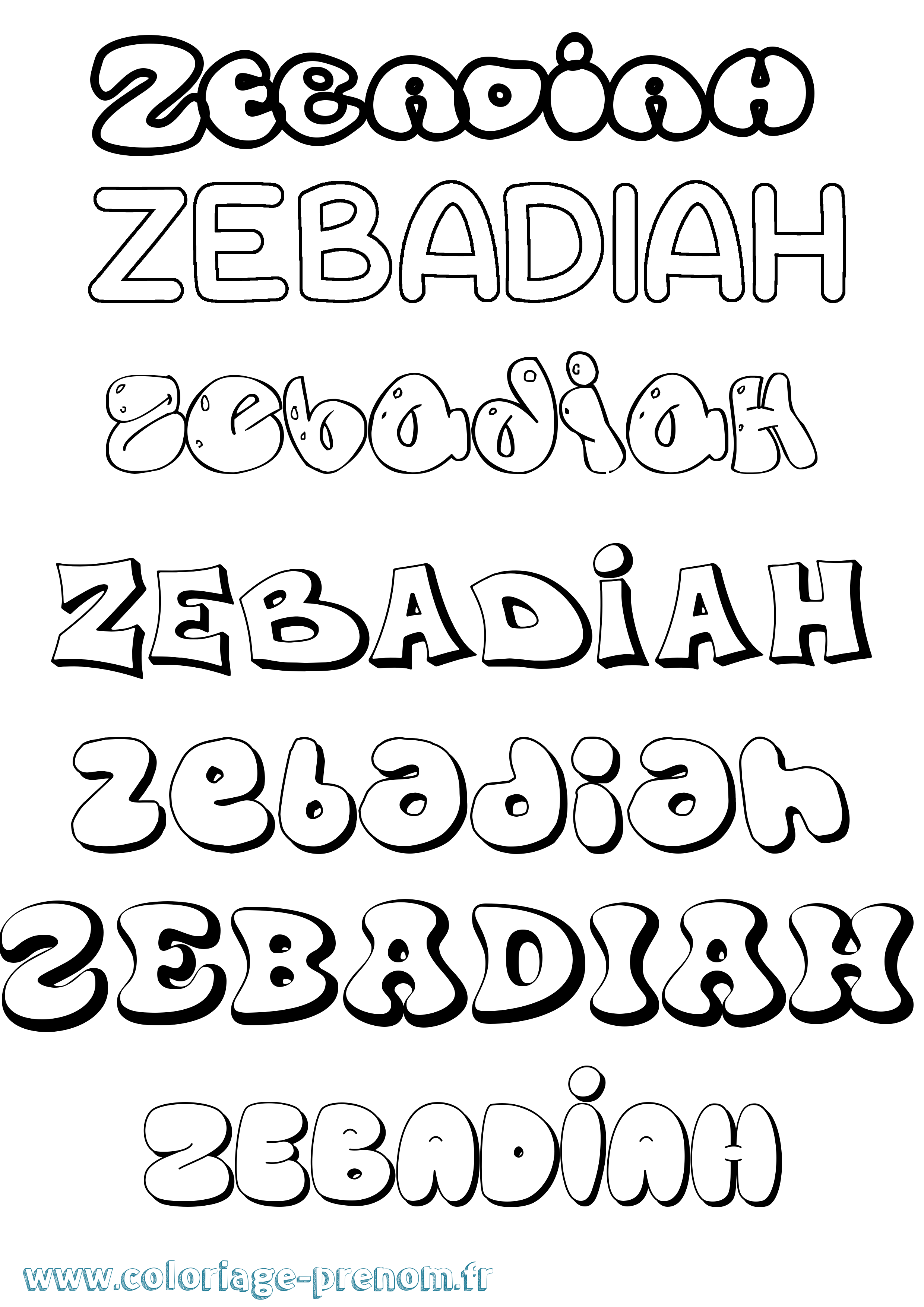 Coloriage Zebadiah Bubble Coloriage prénom Zebadiah Bubble