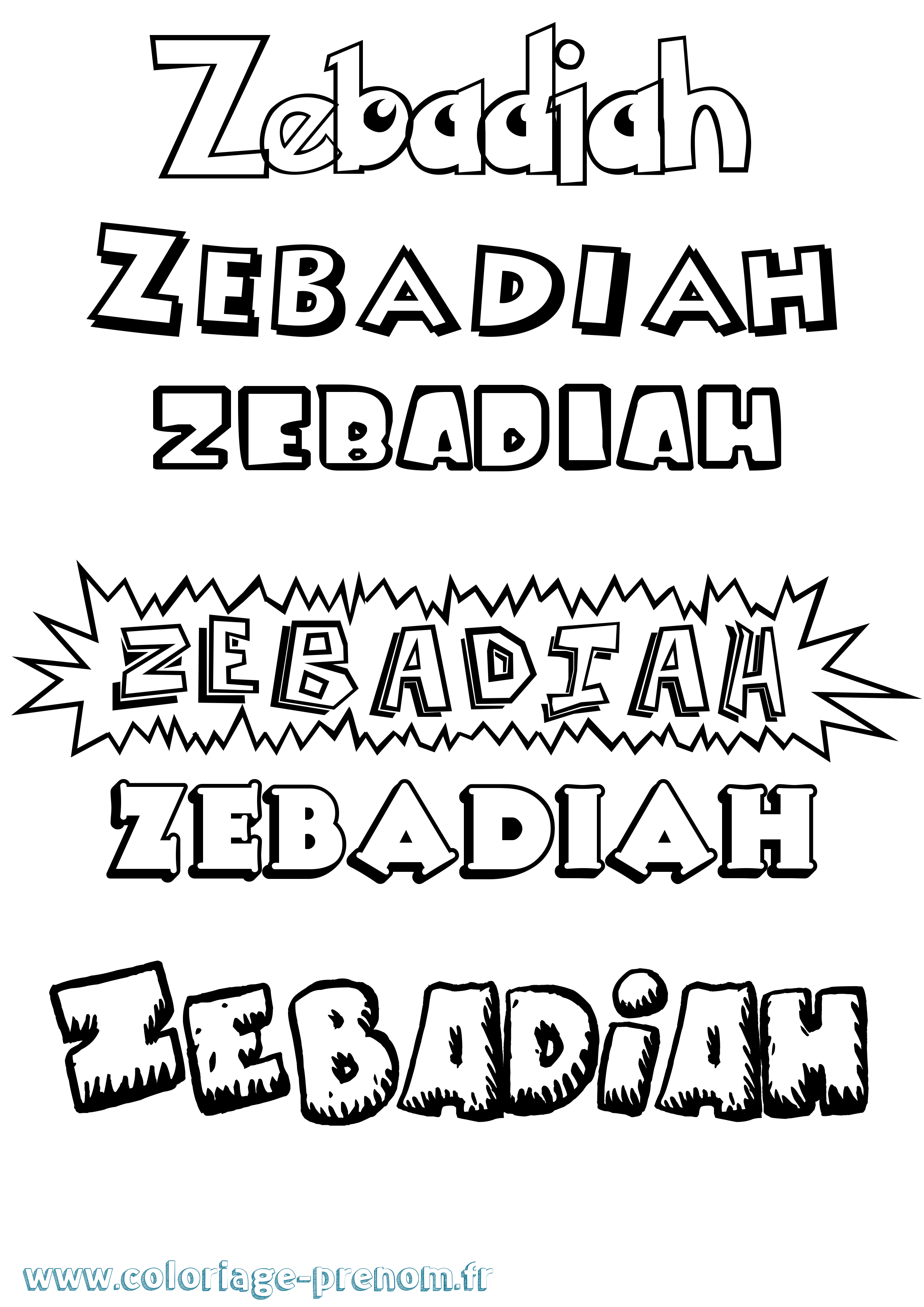 Coloriage prénom Zebadiah Dessin Animé