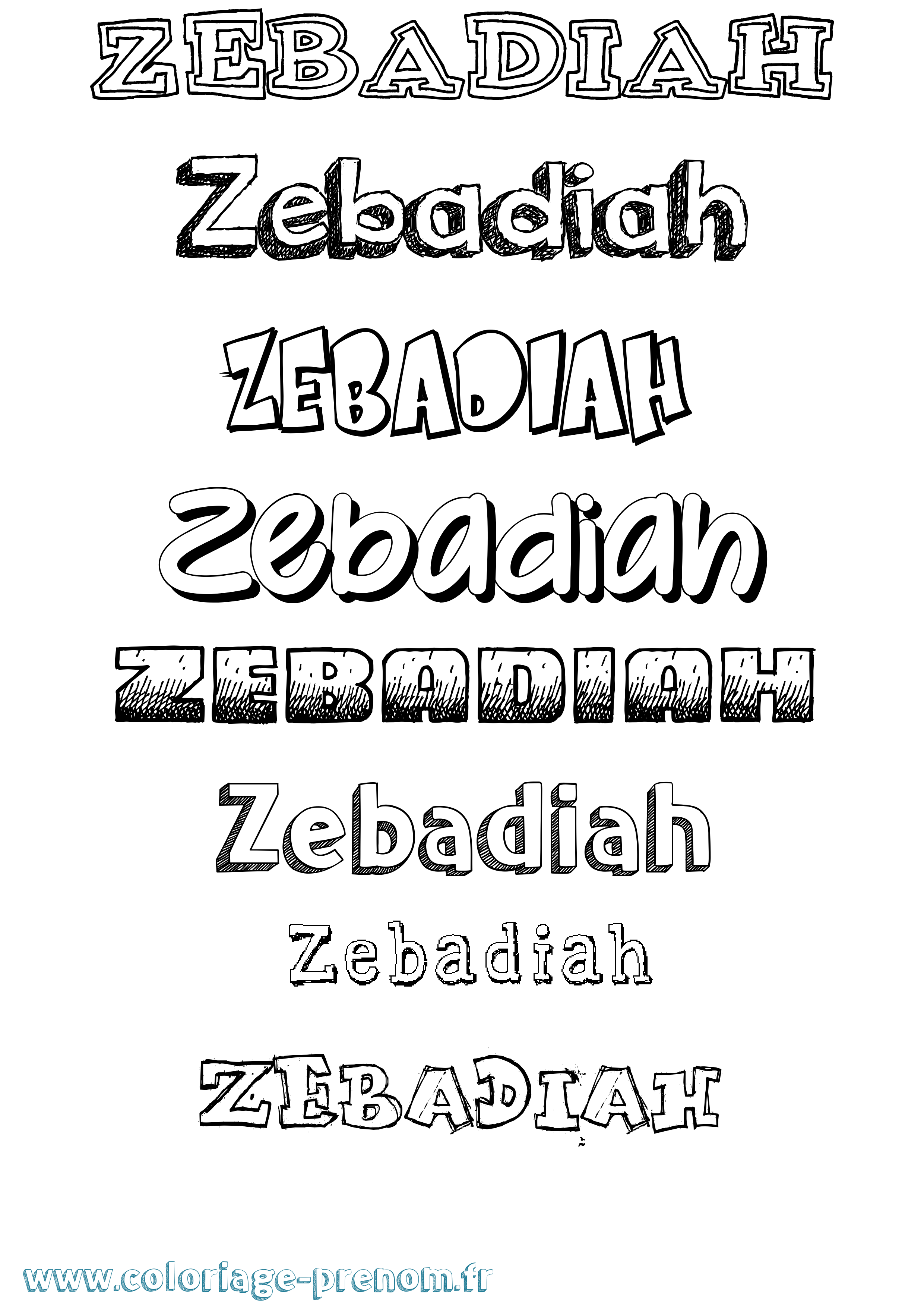 Coloriage prénom Zebadiah Dessiné