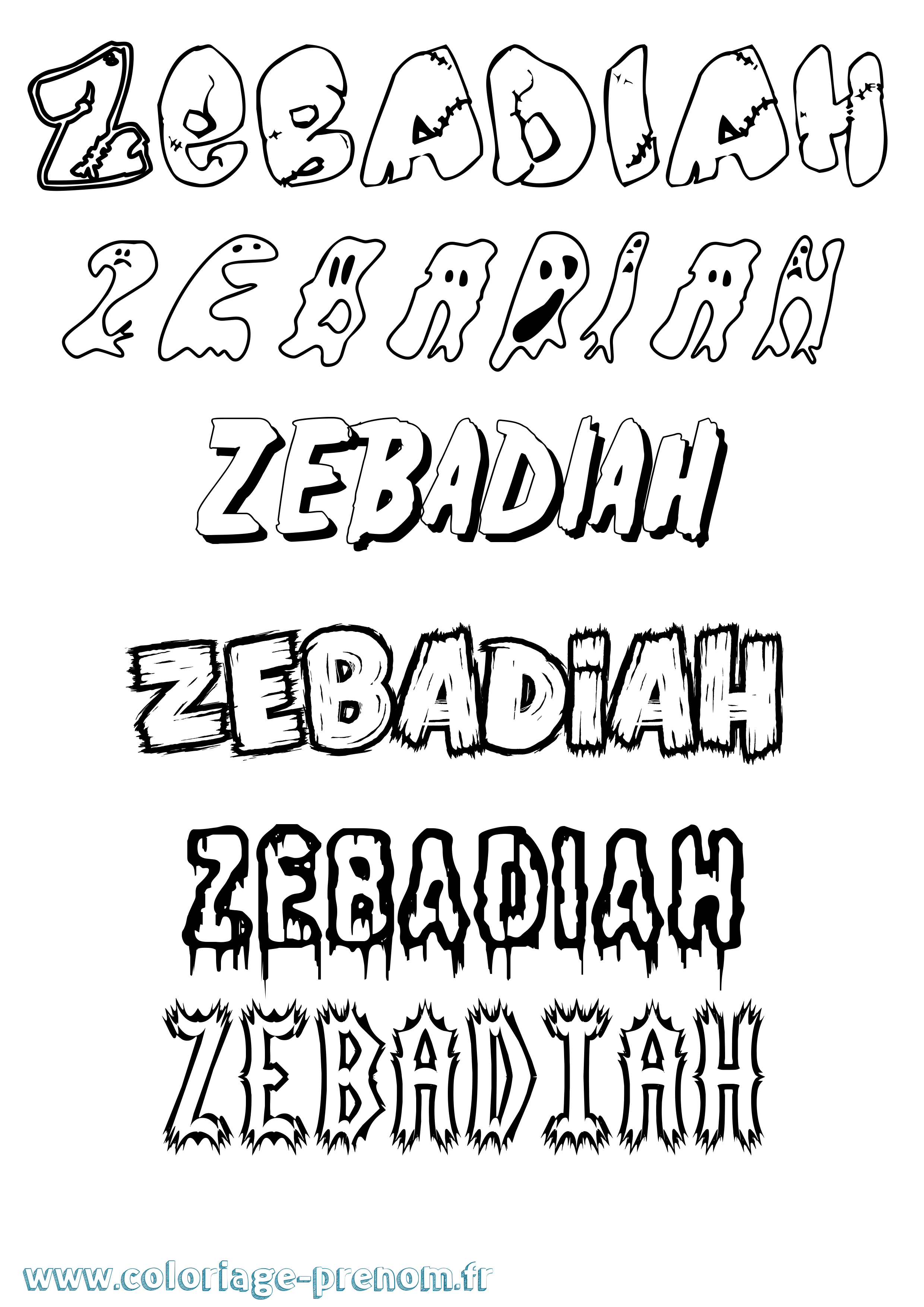Coloriage Zebadiah Frisson Coloriage prénom Zebadiah Frisson