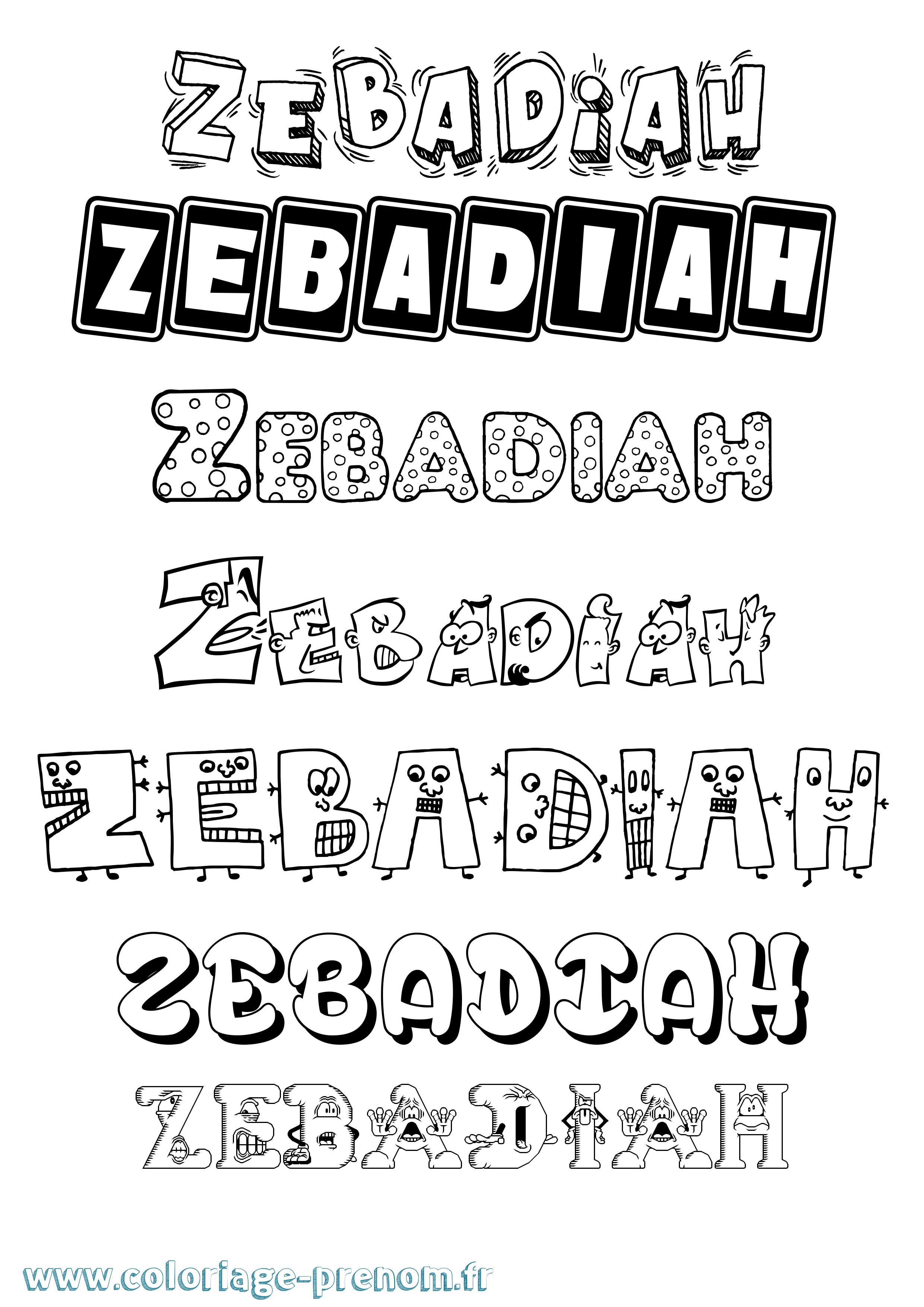 Coloriage Zebadiah Fun Coloriage prénom Zebadiah Fun