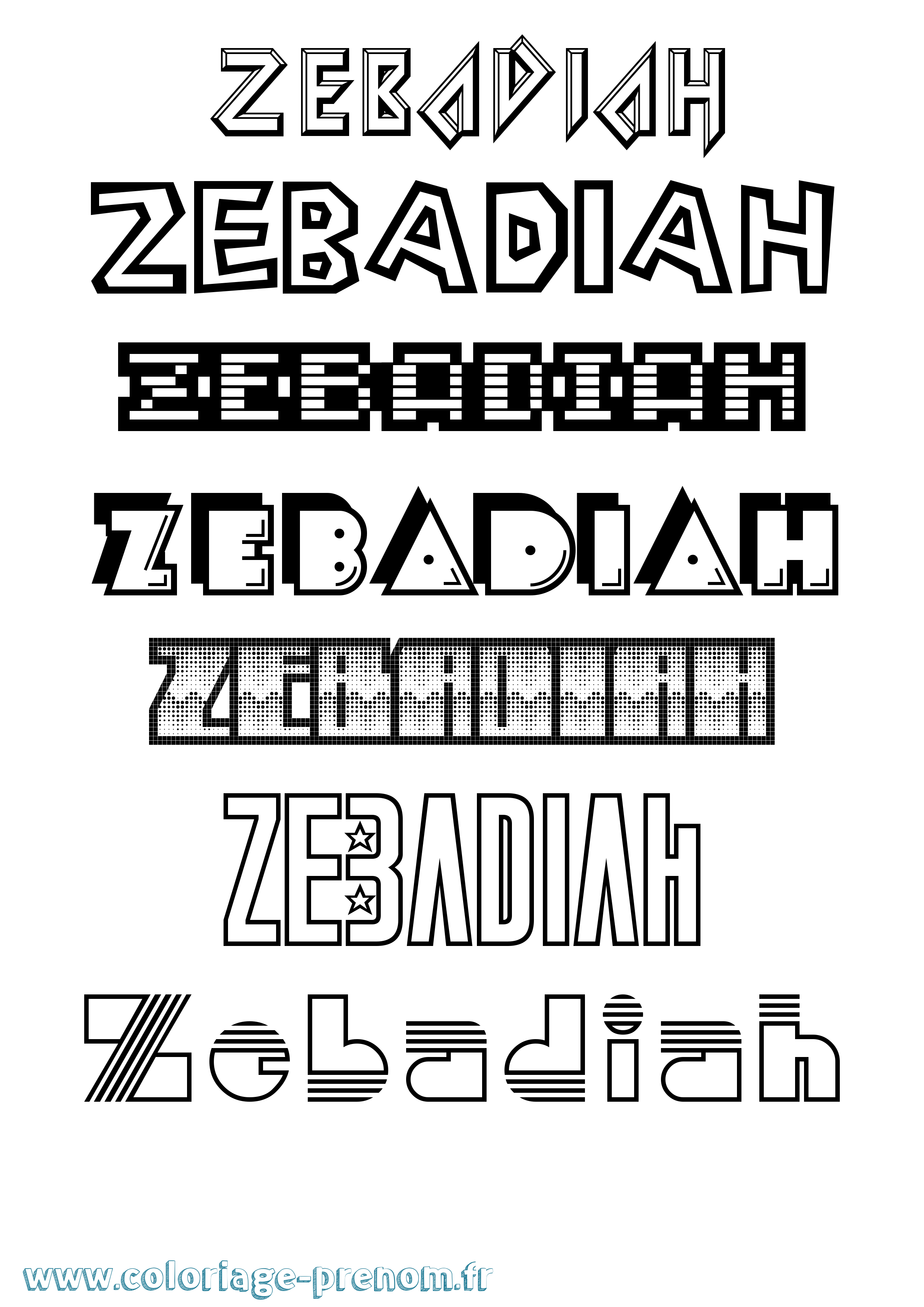 Coloriage Zebadiah Jeux Vidéos Coloriage prénom Zebadiah Jeux Vidéos