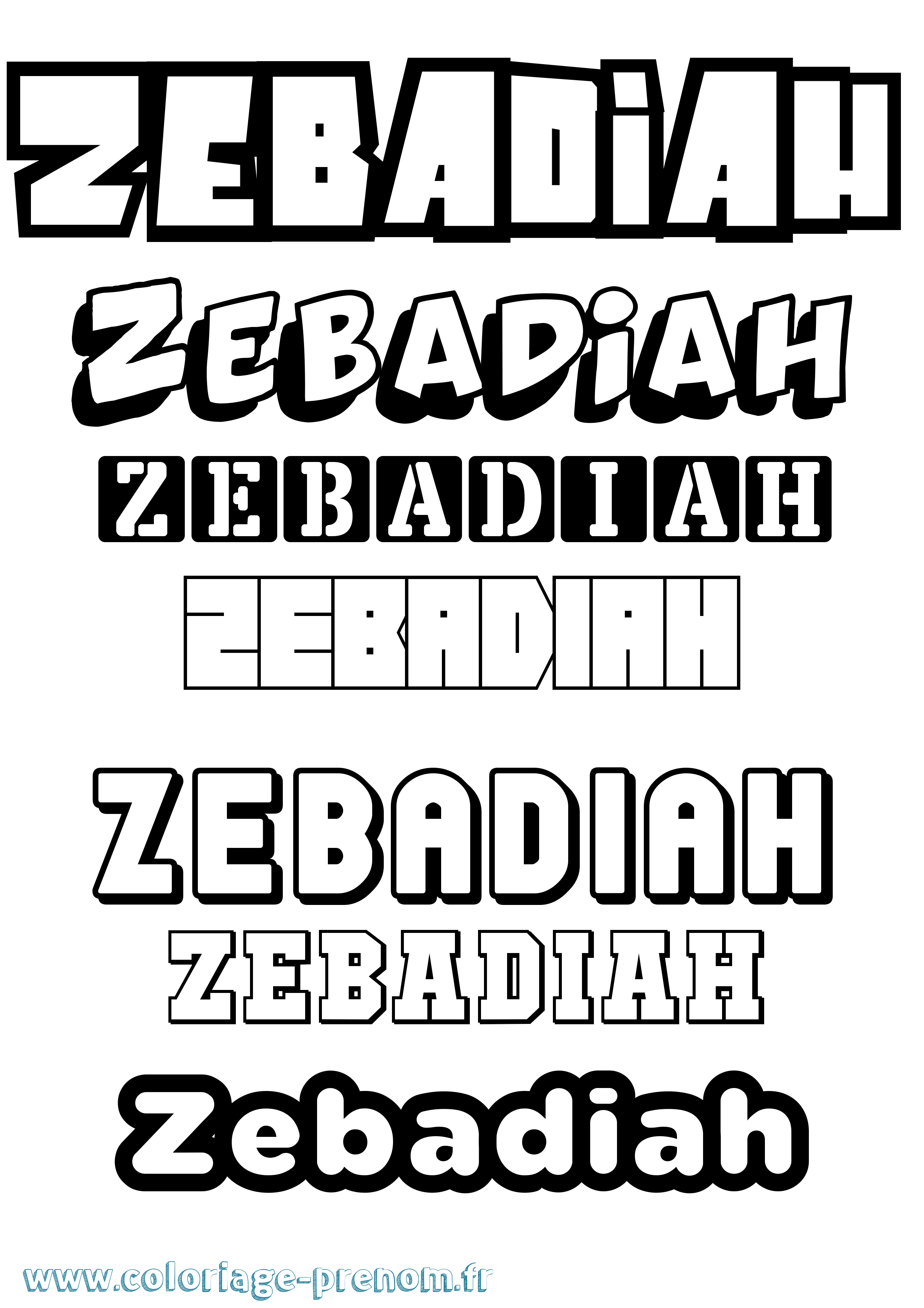 Coloriage Zebadiah Simple Coloriage prénom Zebadiah Simple