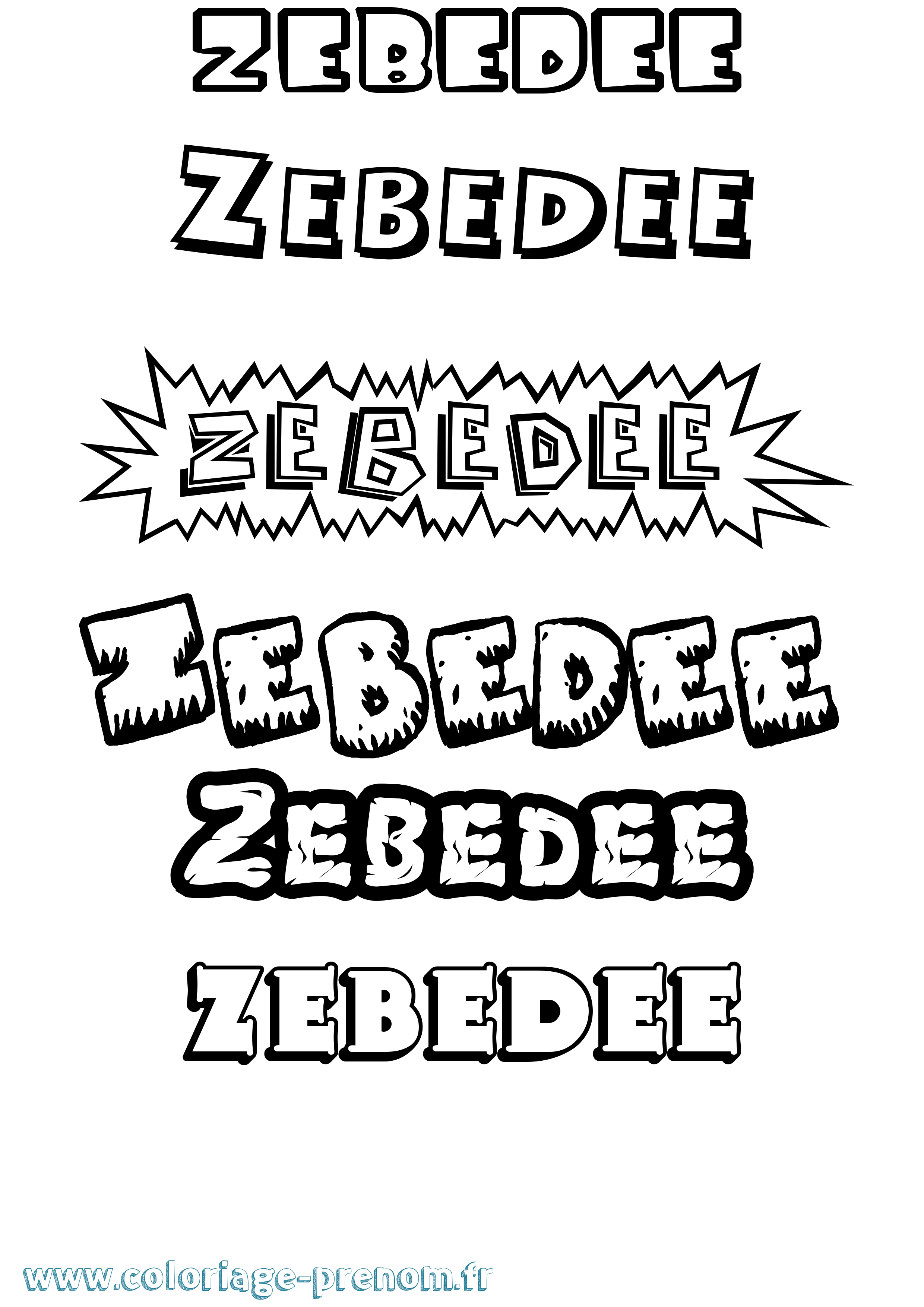 Coloriage prénom Zebedee Dessin Animé
