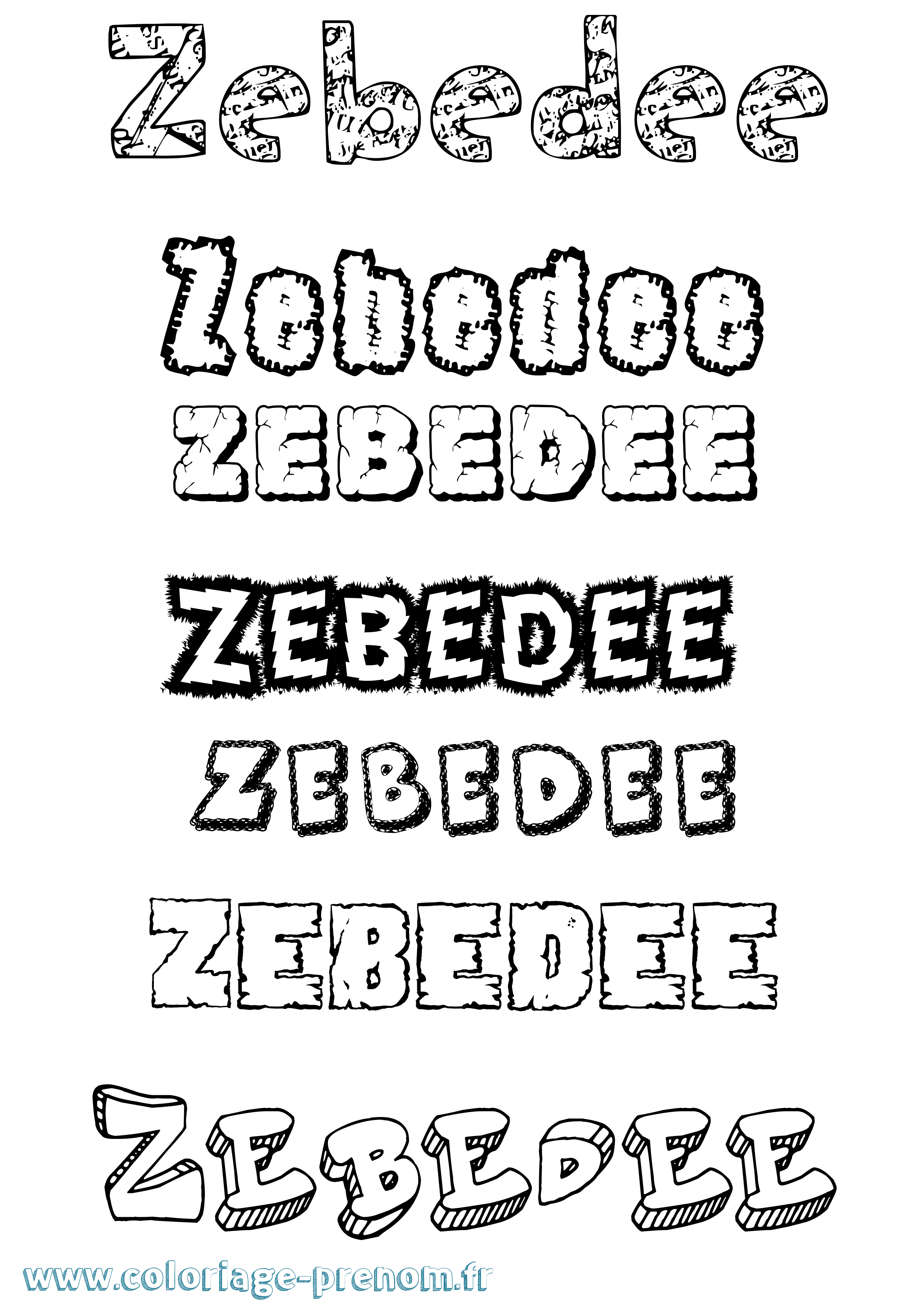Coloriage Zebedee Destructuré Coloriage prénom Zebedee Destructuré
