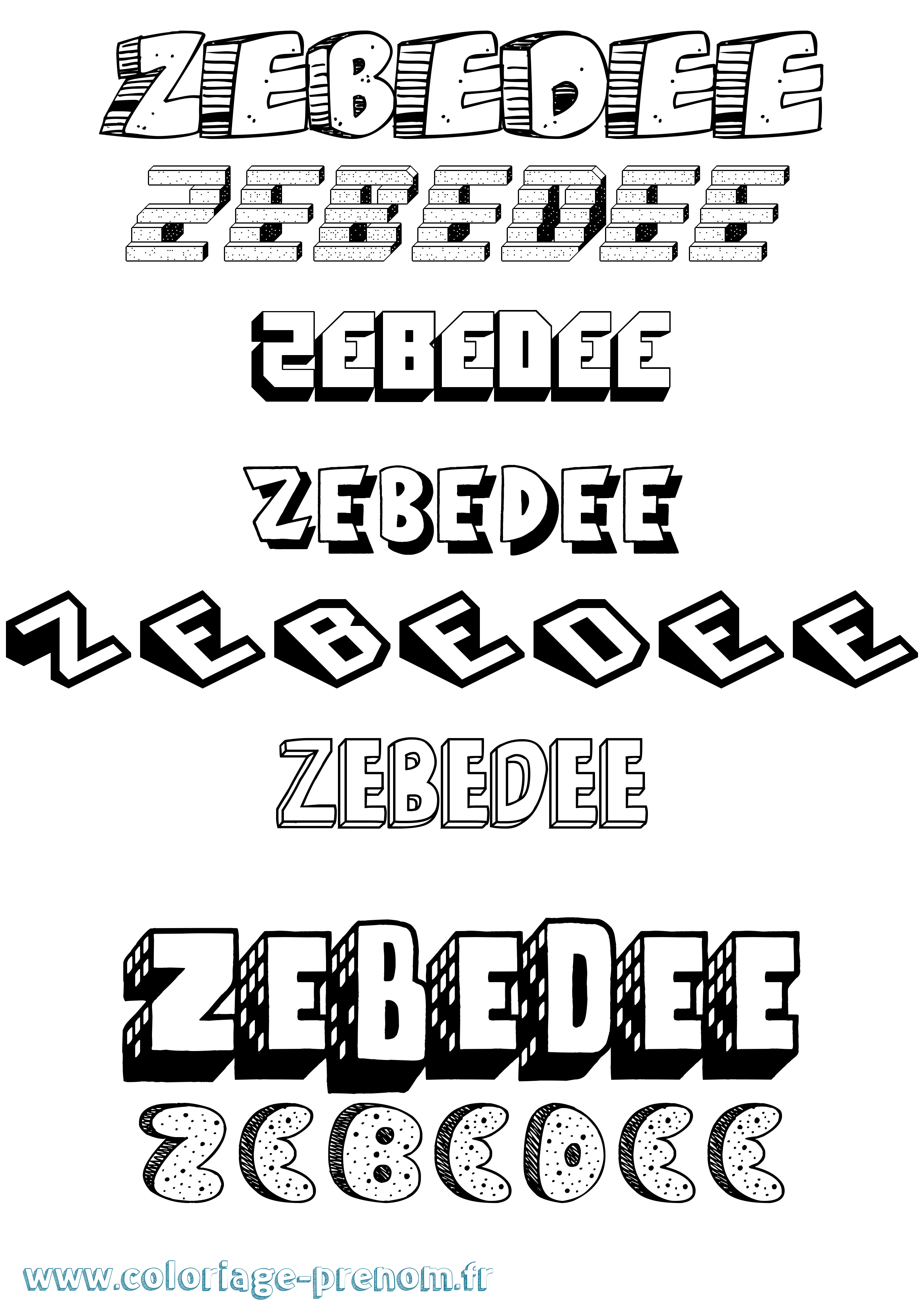 Coloriage prénom Zebedee Effet 3D