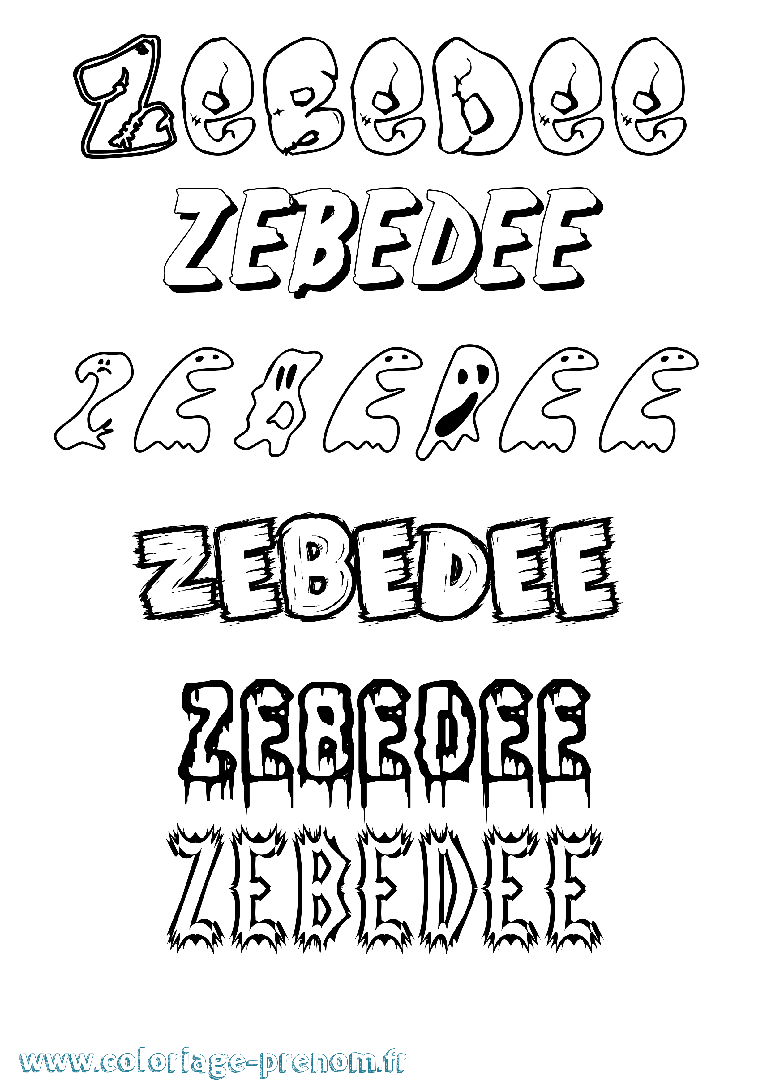 Coloriage prénom Zebedee Frisson