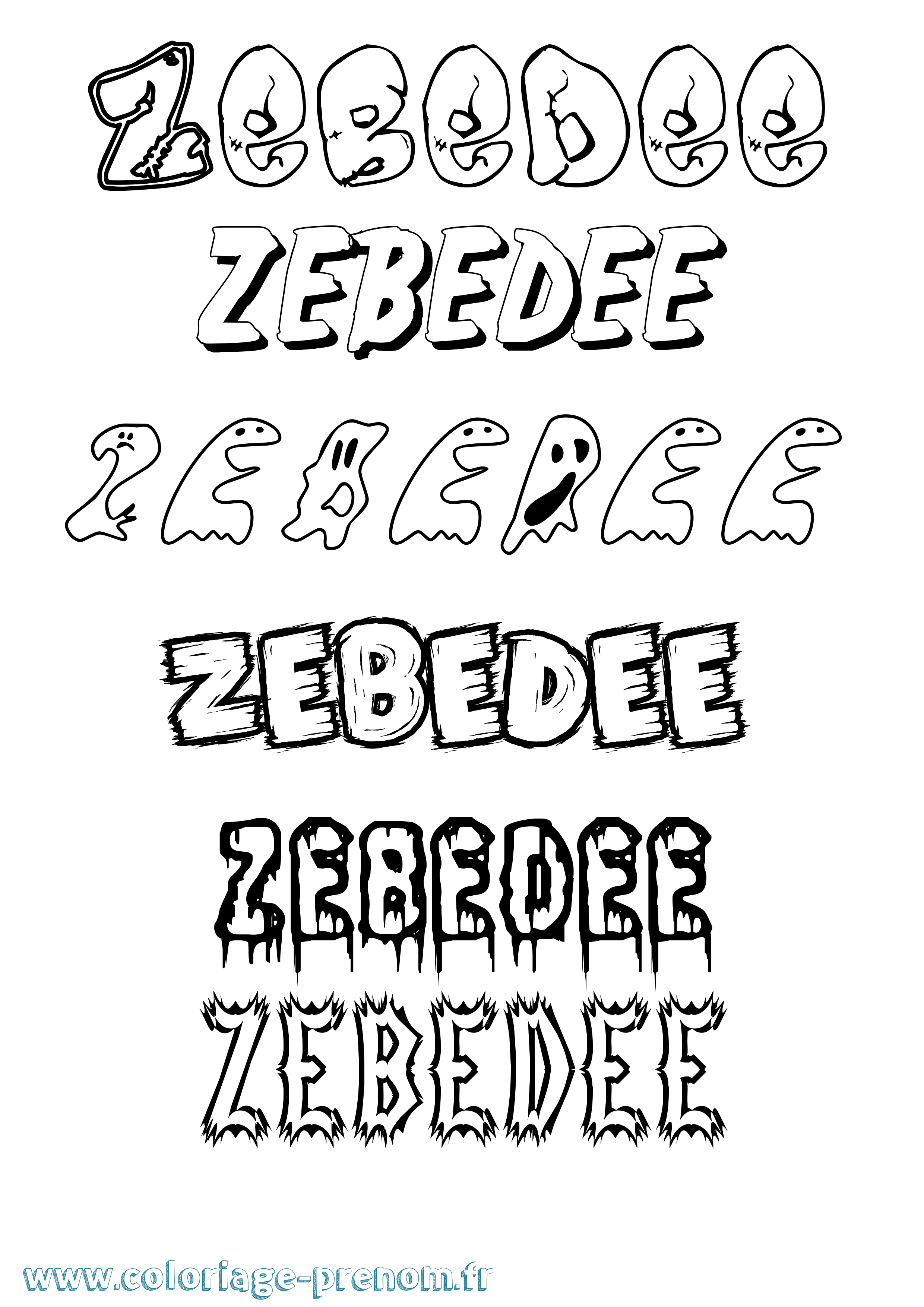 Coloriage Zebedee Frisson Coloriage prénom Zebedee Frisson