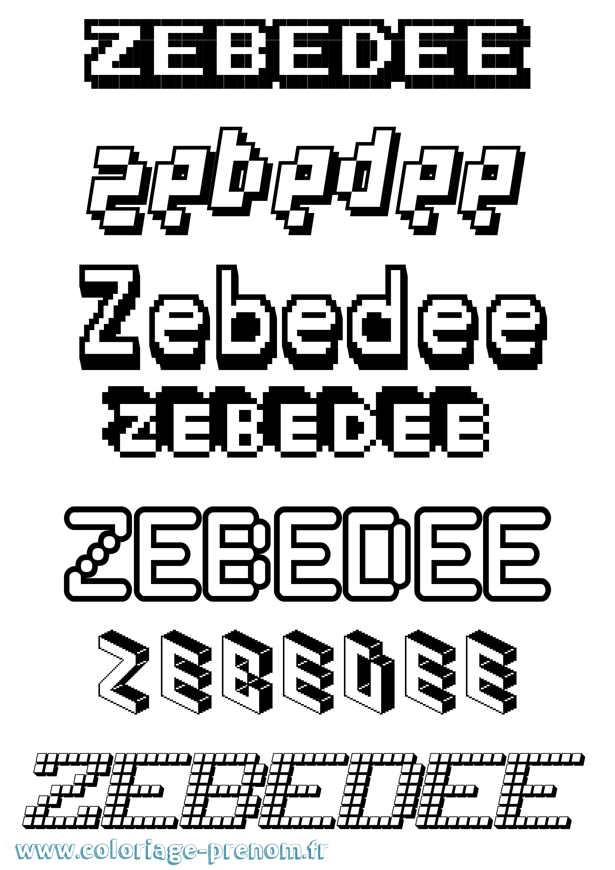 Coloriage Zebedee Pixel Coloriage prénom Zebedee Pixel