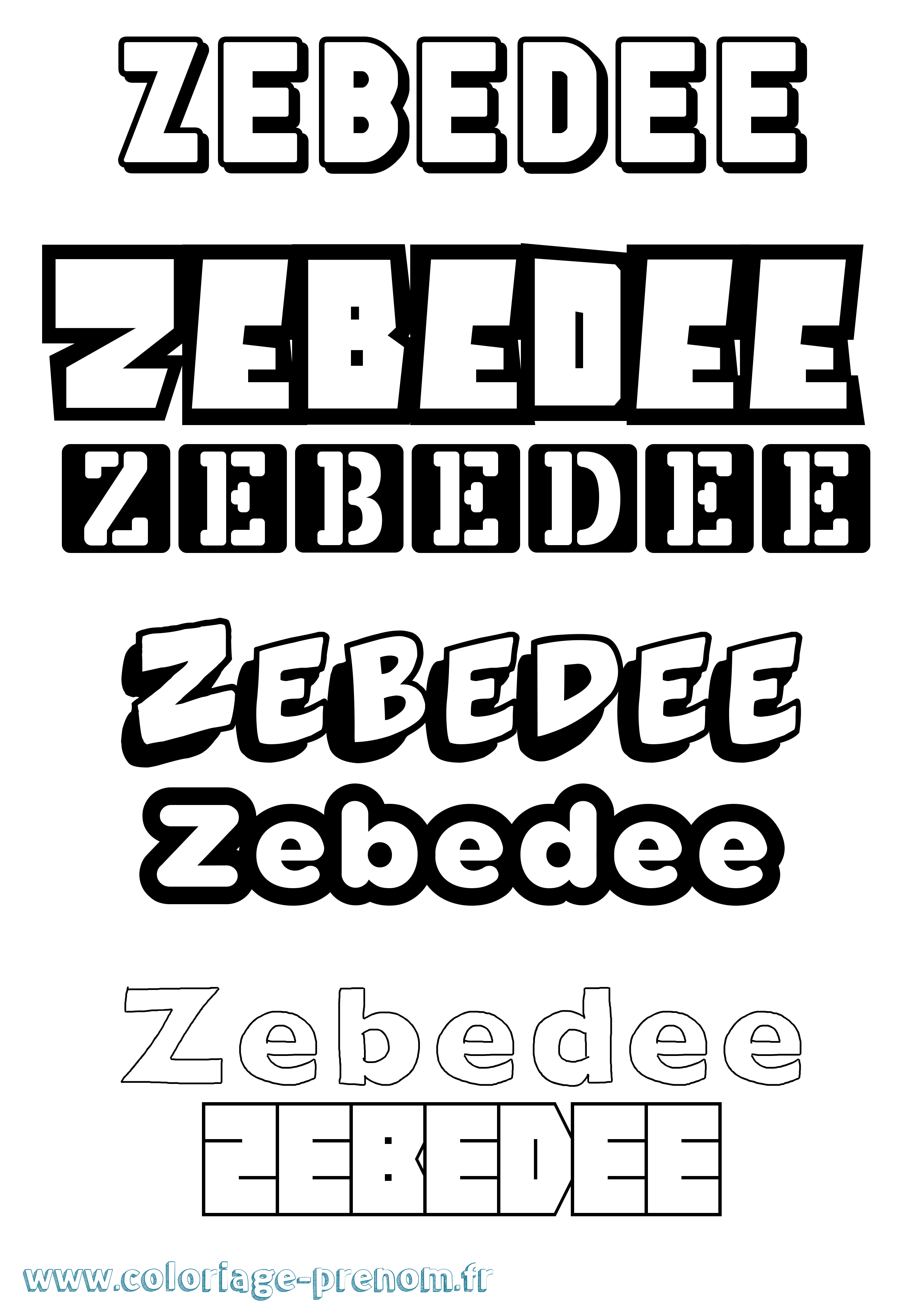 Coloriage prénom Zebedee Simple