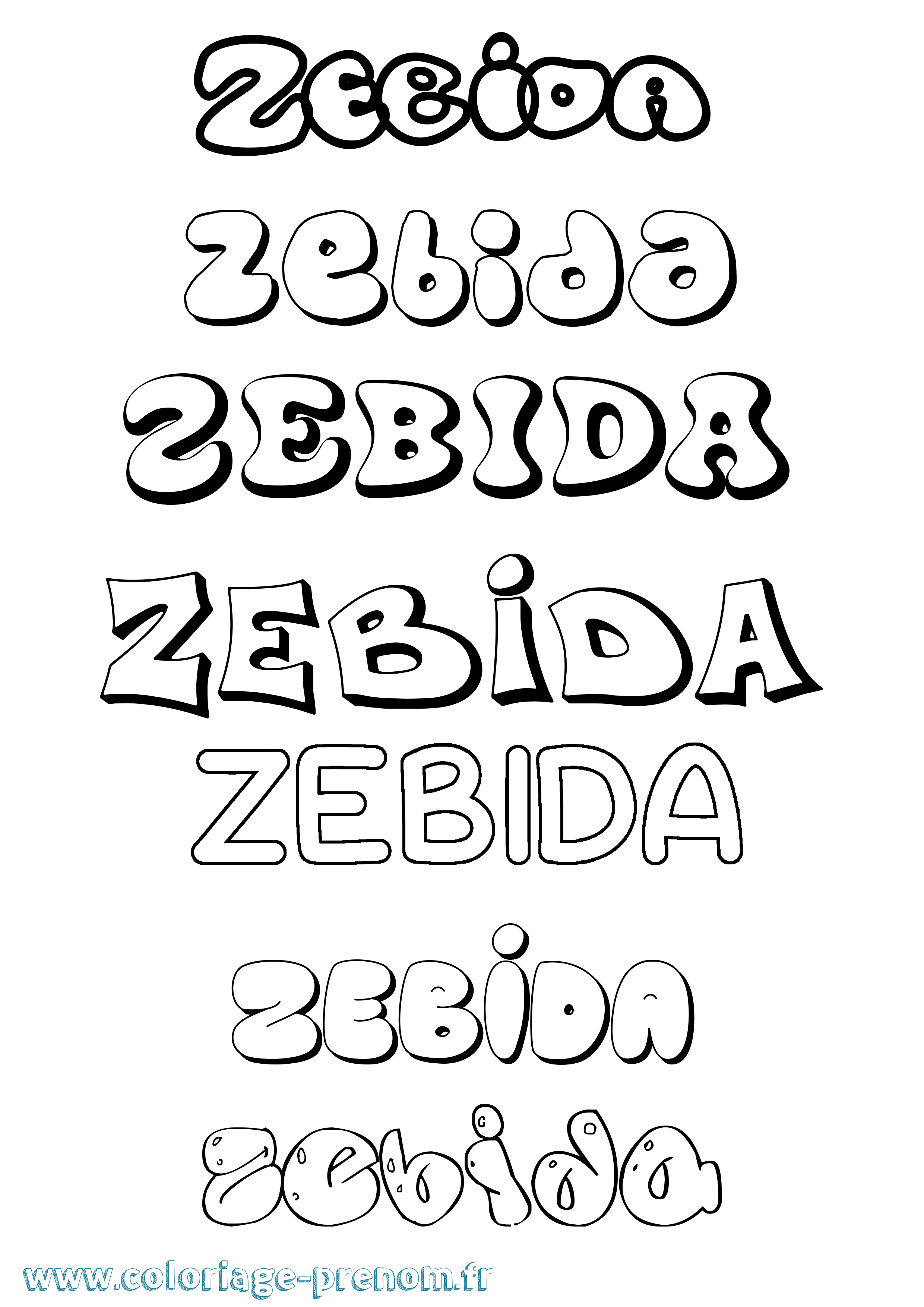 Coloriage Zebida Bubble Coloriage prénom Zebida Bubble
