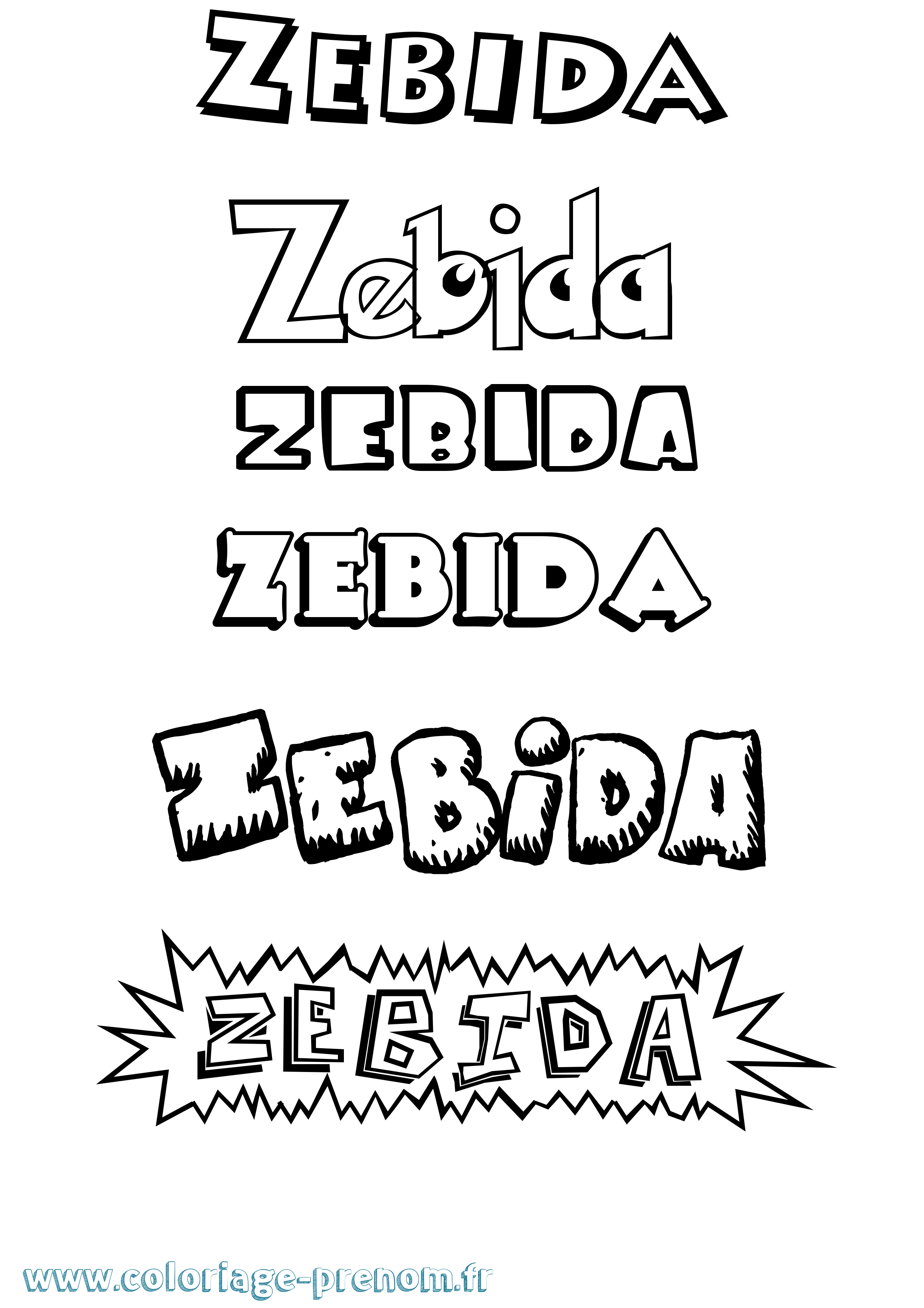 Coloriage Zebida Dessin Animé Coloriage prénom Zebida Dessin Animé