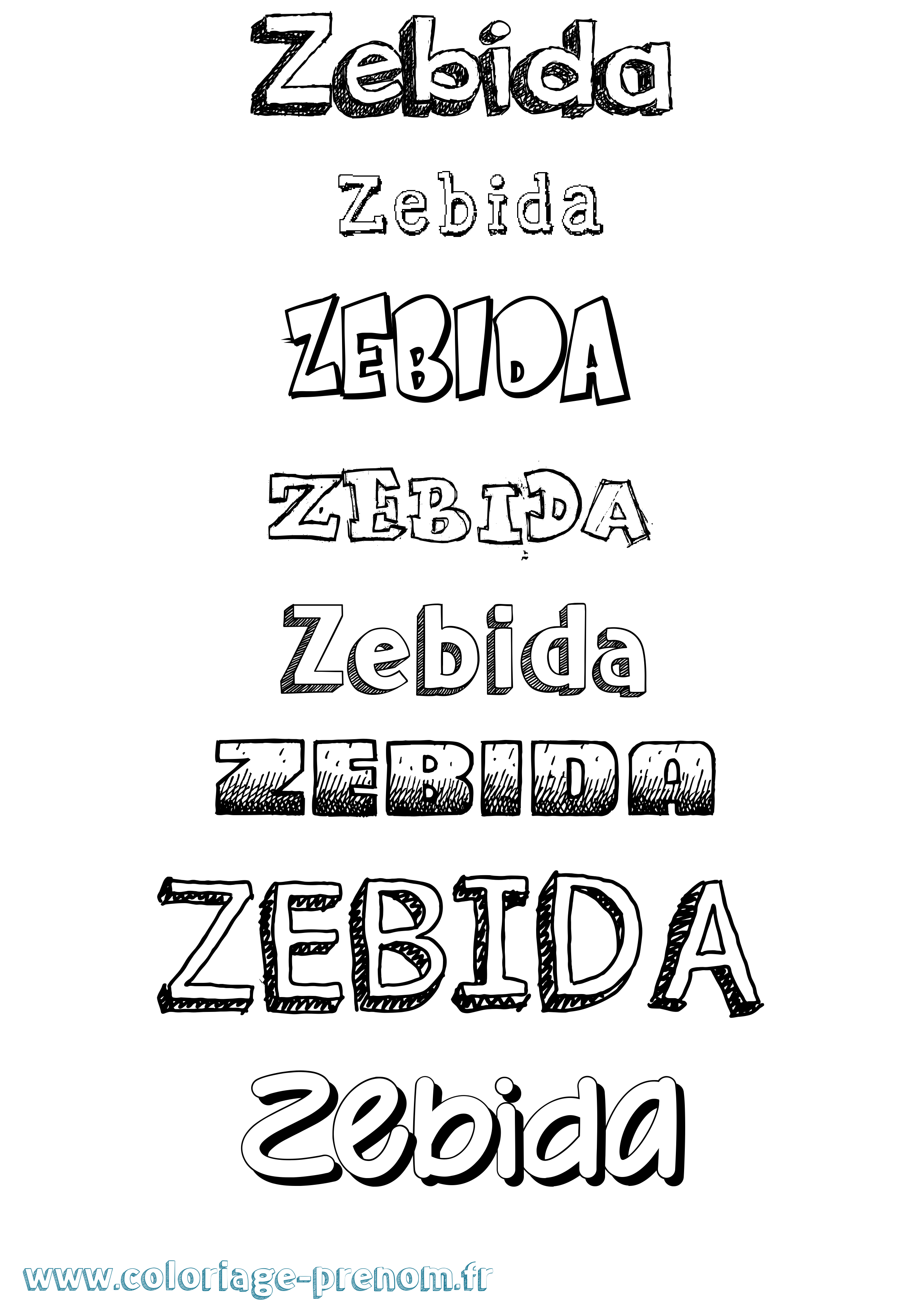 Coloriage Zebida Dessiné Coloriage prénom Zebida Dessiné