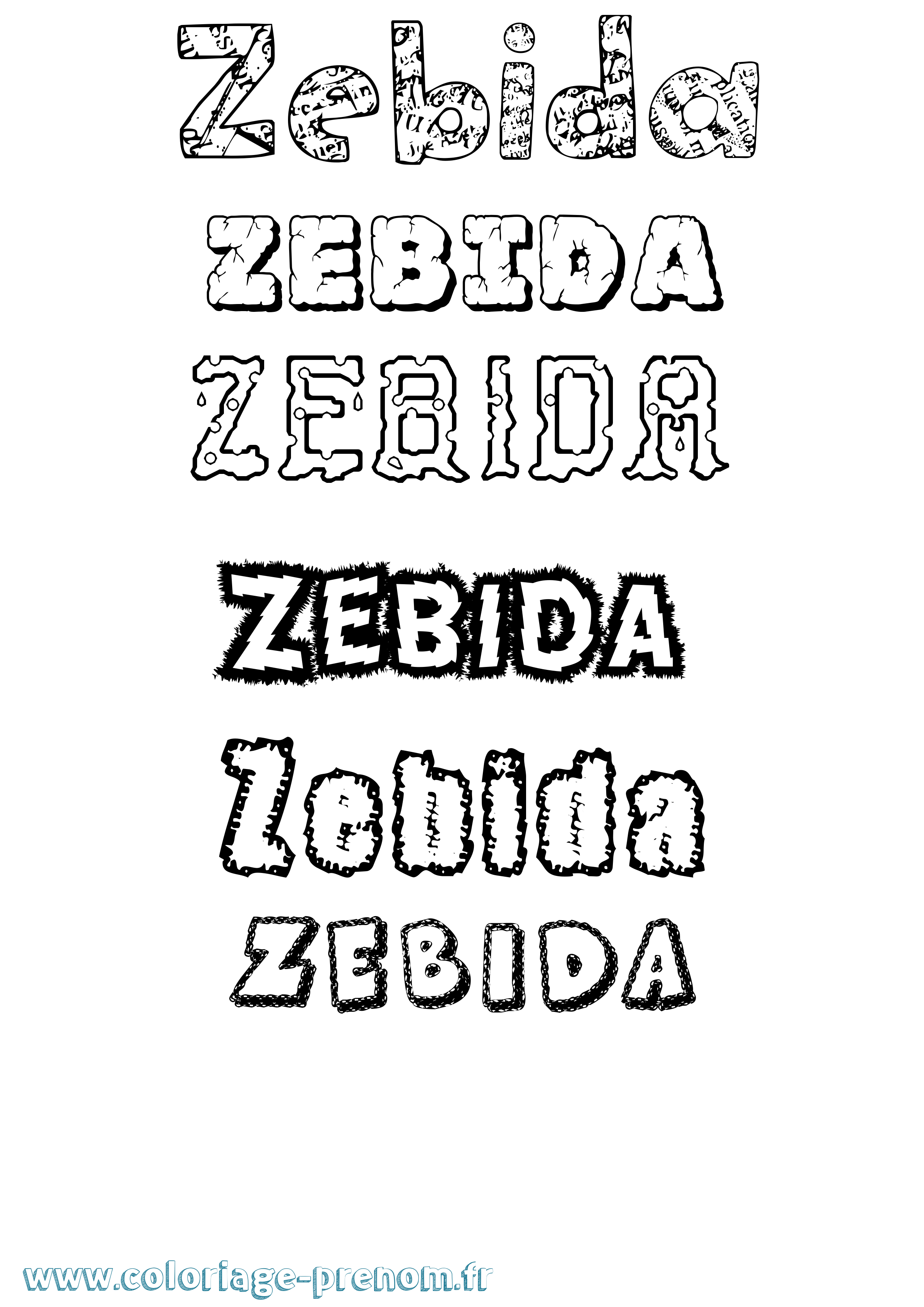Coloriage Zebida Destructuré Coloriage prénom Zebida Destructuré