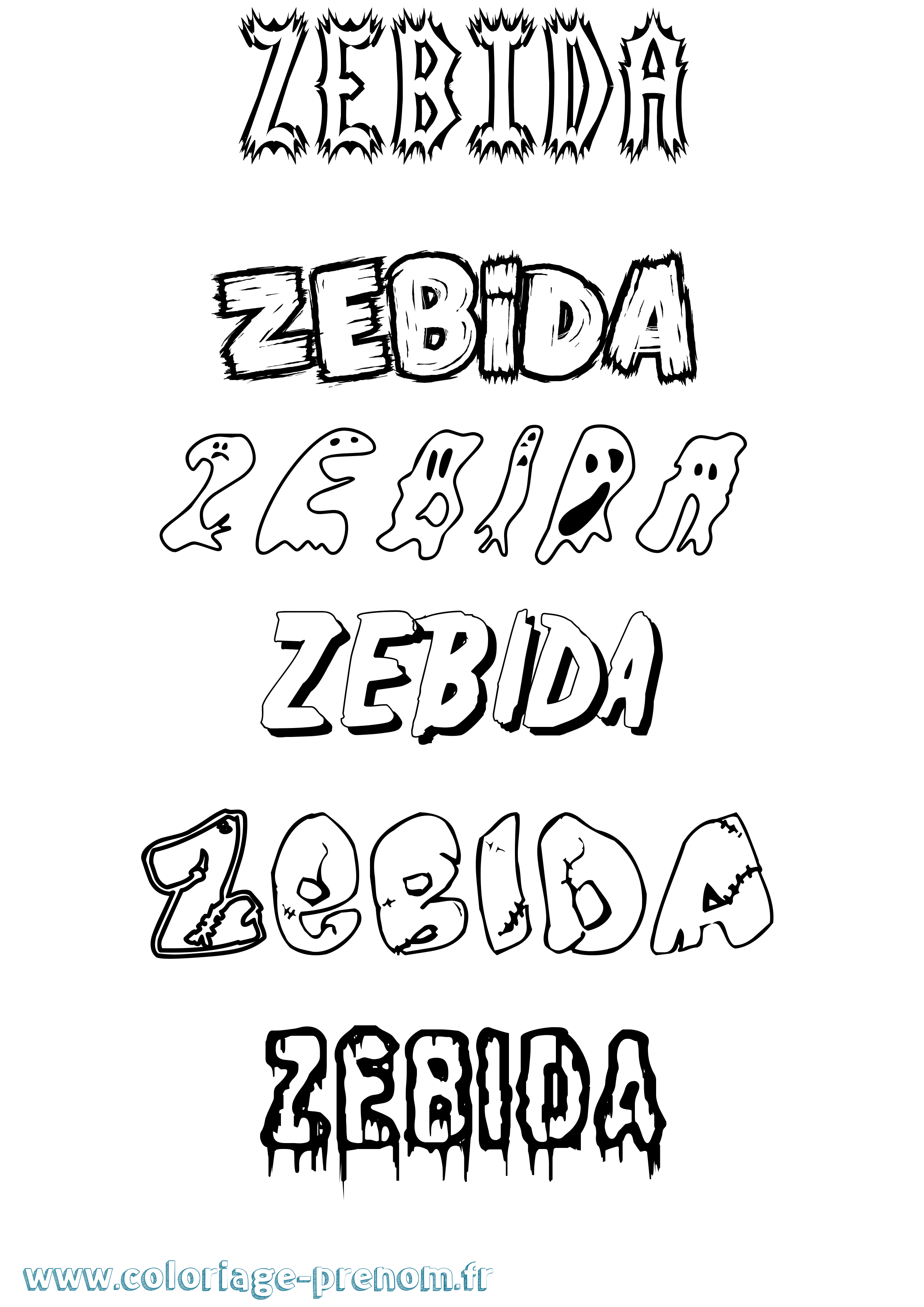 Coloriage Zebida Frisson Coloriage prénom Zebida Frisson