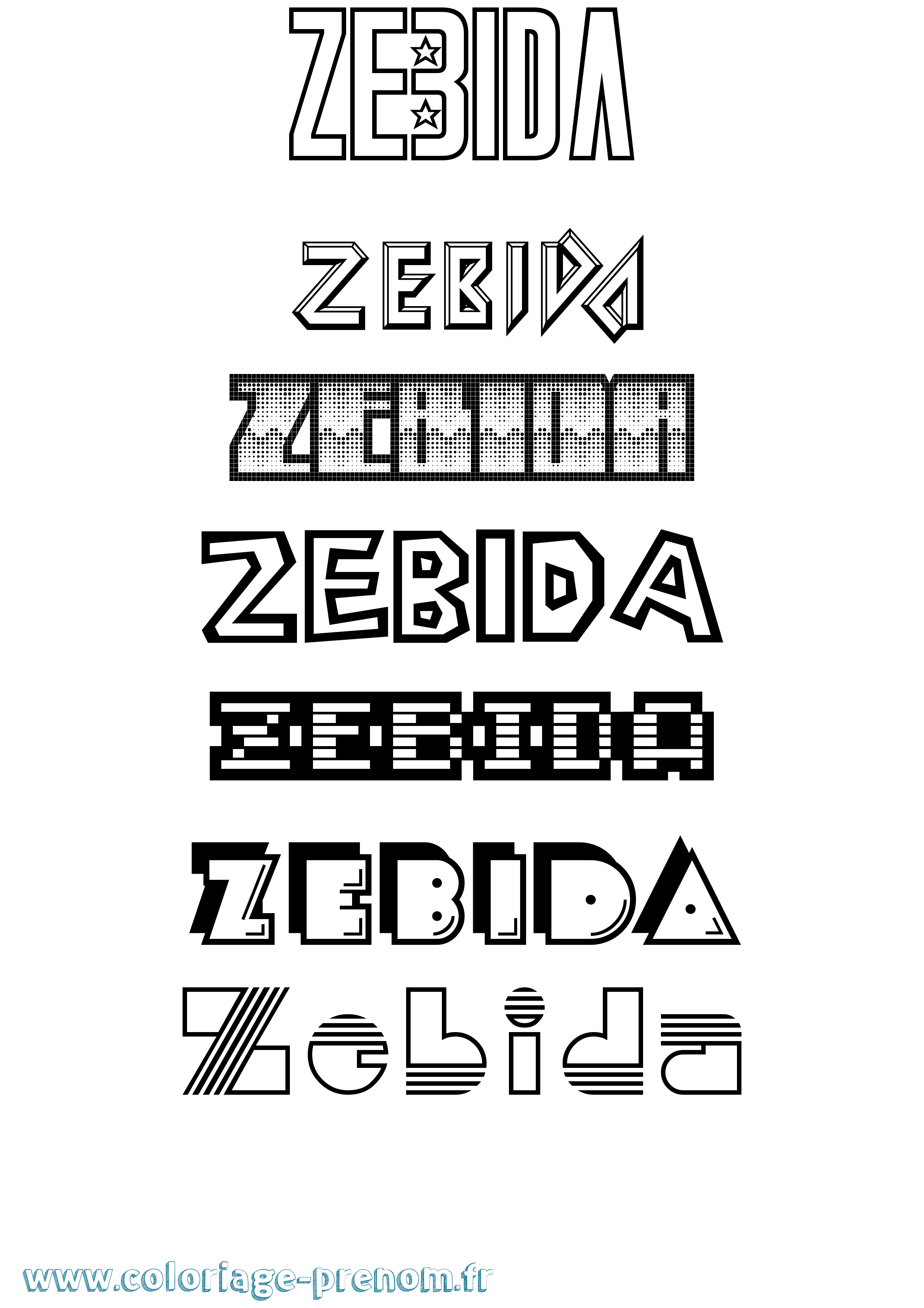 Coloriage Zebida Jeux Vidéos Coloriage prénom Zebida Jeux Vidéos