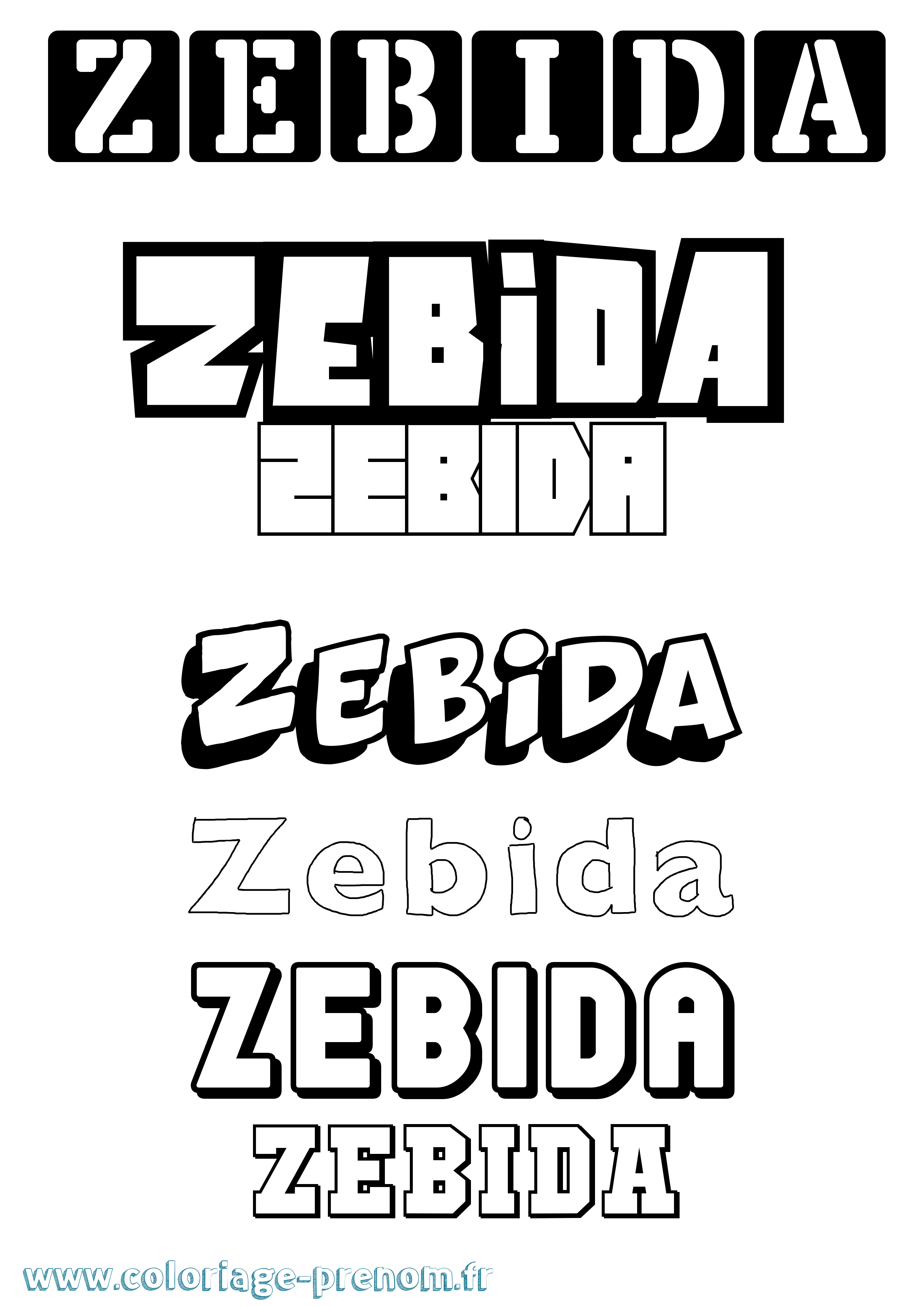 Coloriage Zebida Simple Coloriage prénom Zebida Simple