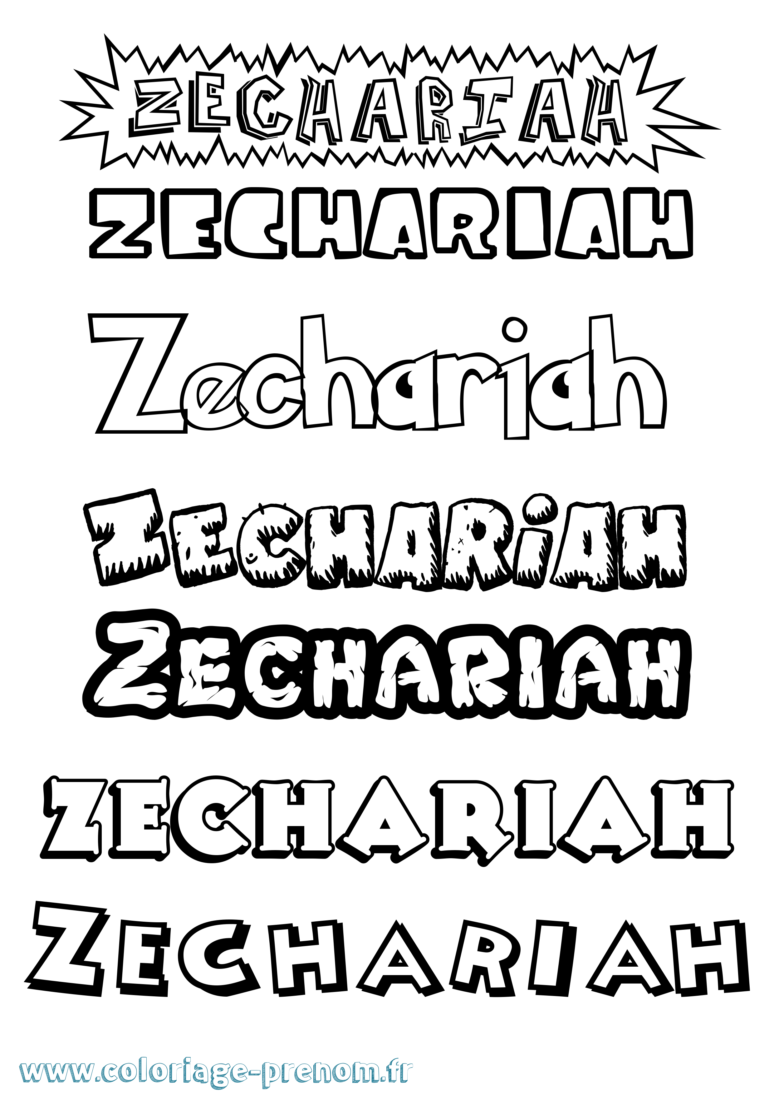 Coloriage Zechariah Dessin Animé Coloriage prénom Zechariah Dessin Animé