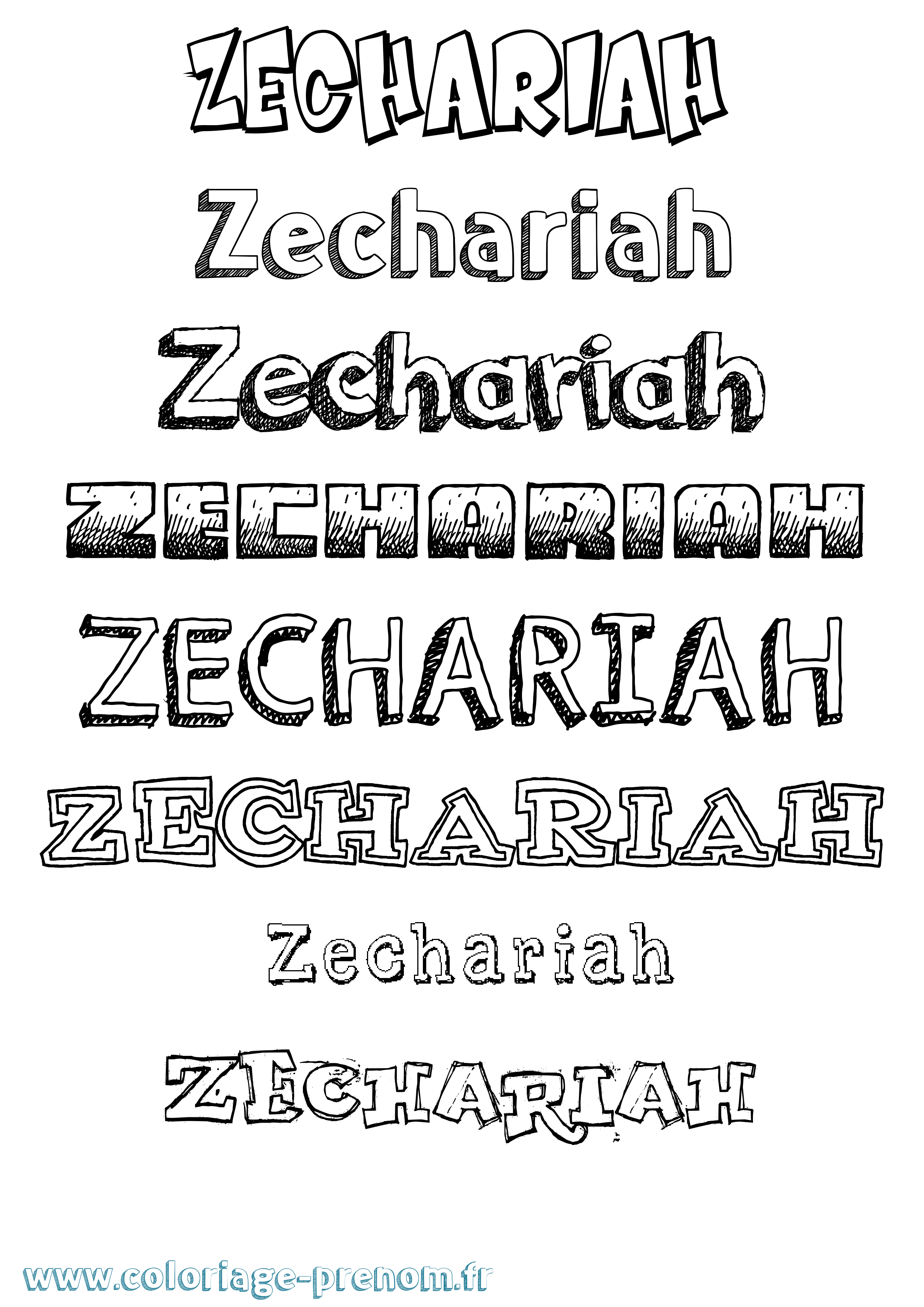 Coloriage Zechariah Dessiné Coloriage prénom Zechariah Dessiné