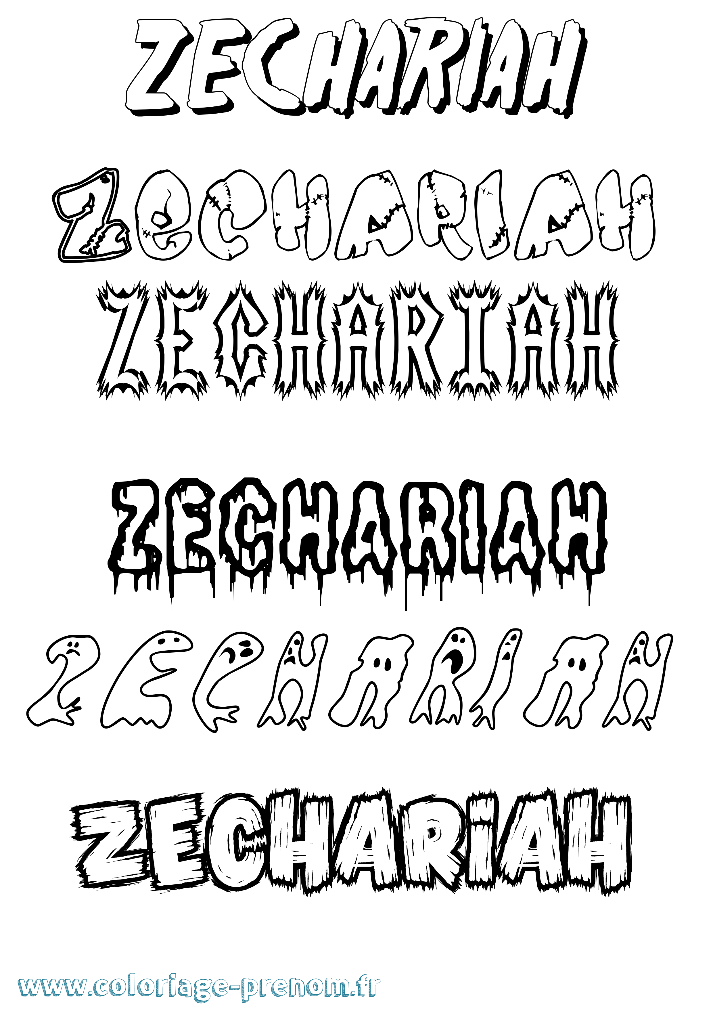 Coloriage Zechariah Frisson Coloriage prénom Zechariah Frisson