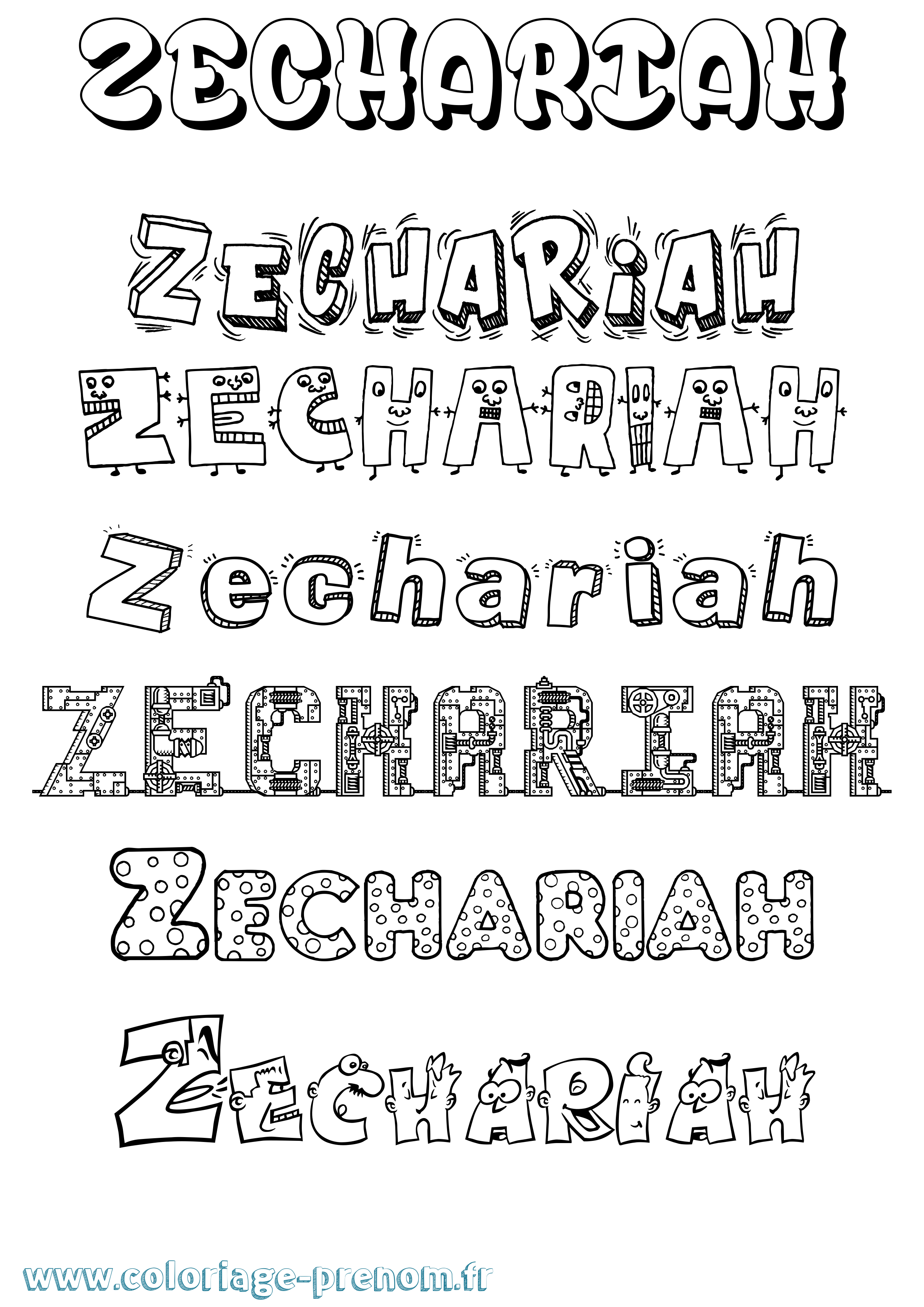 Coloriage Zechariah Fun Coloriage prénom Zechariah Fun
