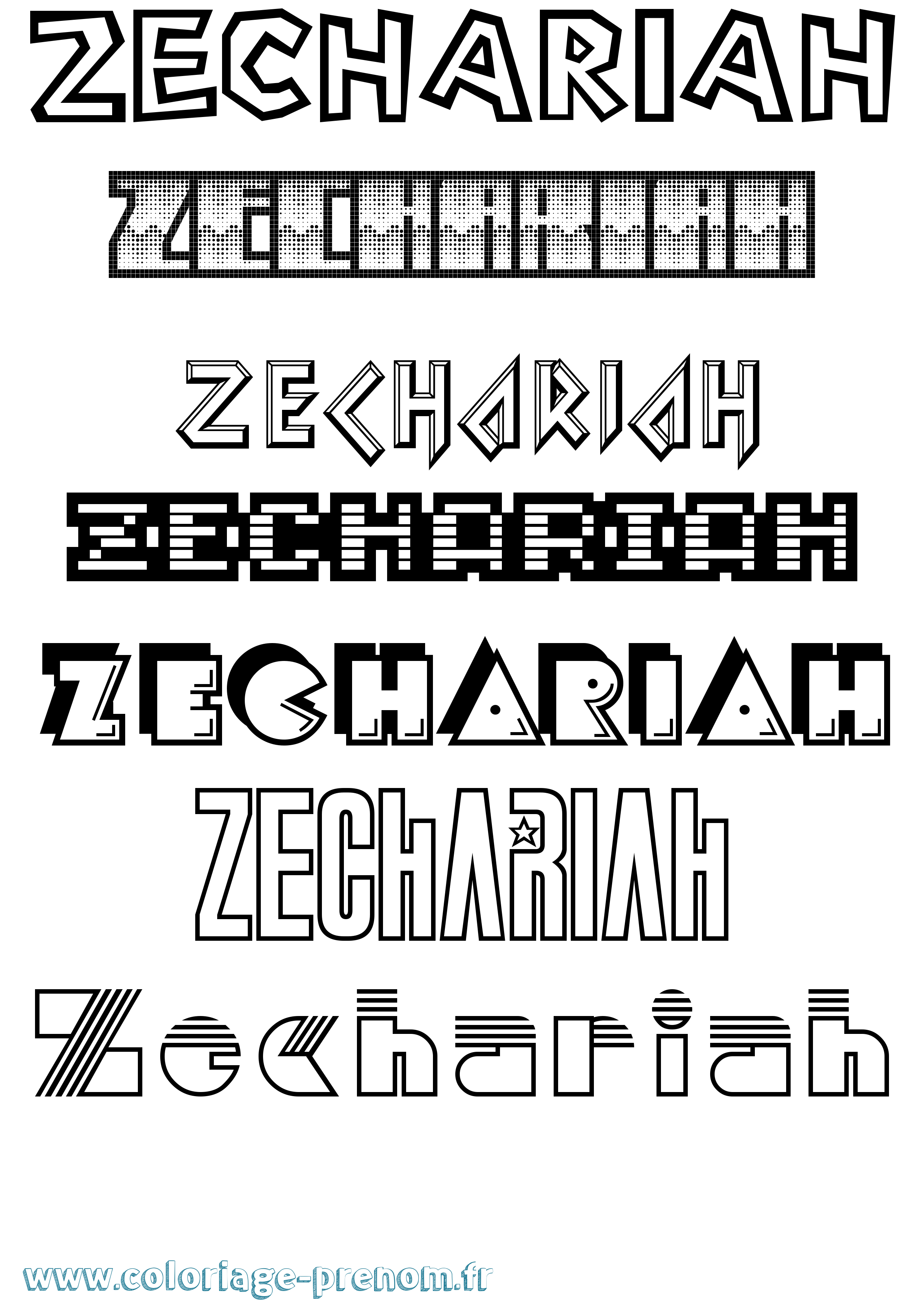 Coloriage Zechariah Jeux Vidéos Coloriage prénom Zechariah Jeux Vidéos