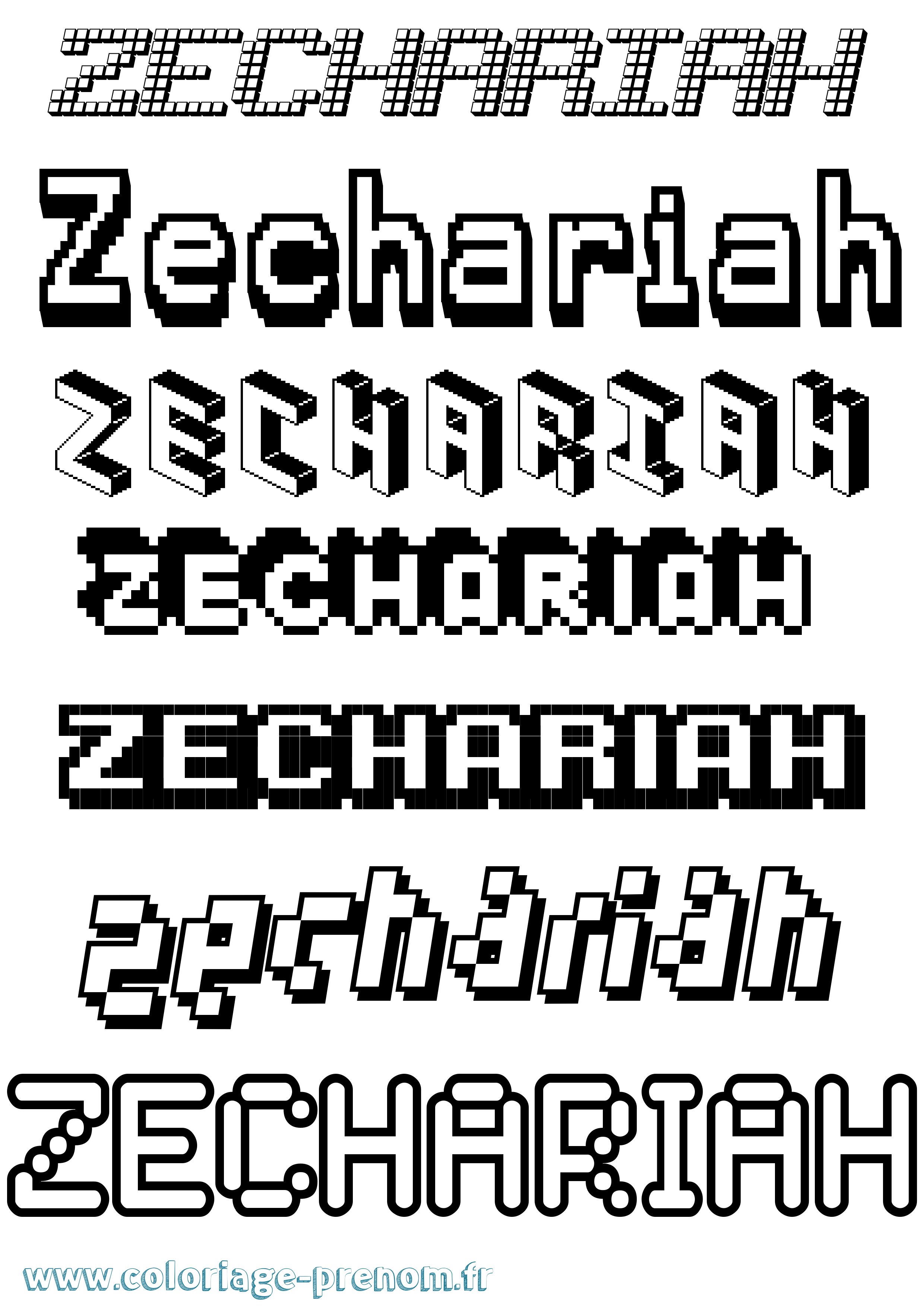 Coloriage Zechariah Pixel Coloriage prénom Zechariah Pixel
