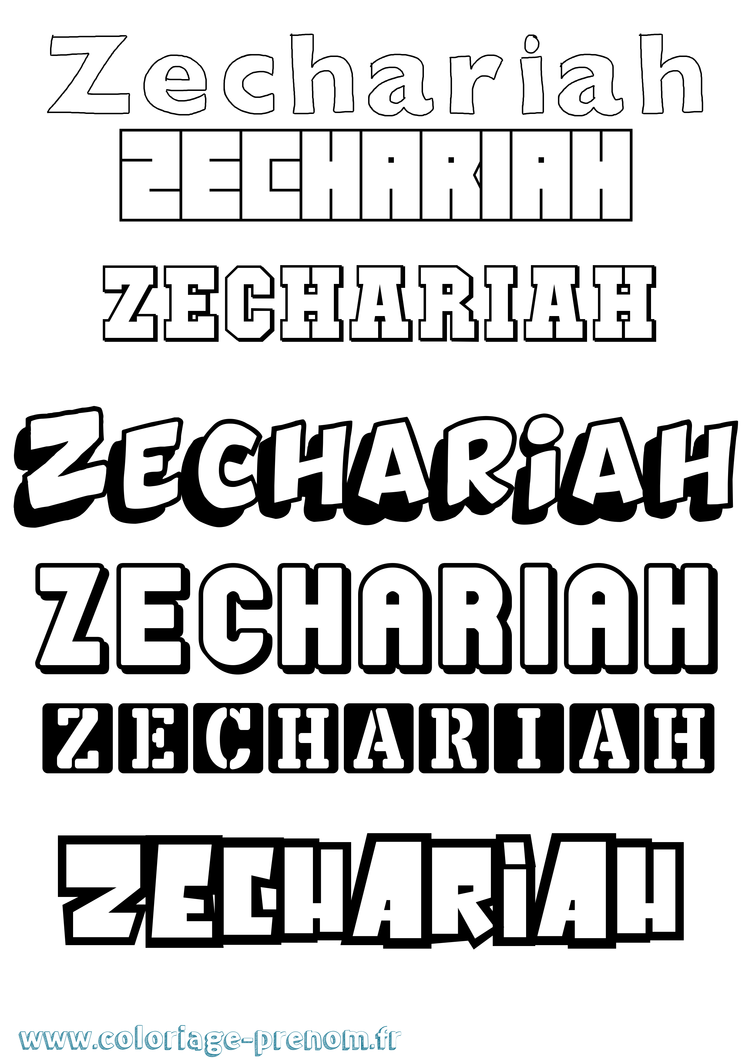 Coloriage Zechariah Simple Coloriage prénom Zechariah Simple