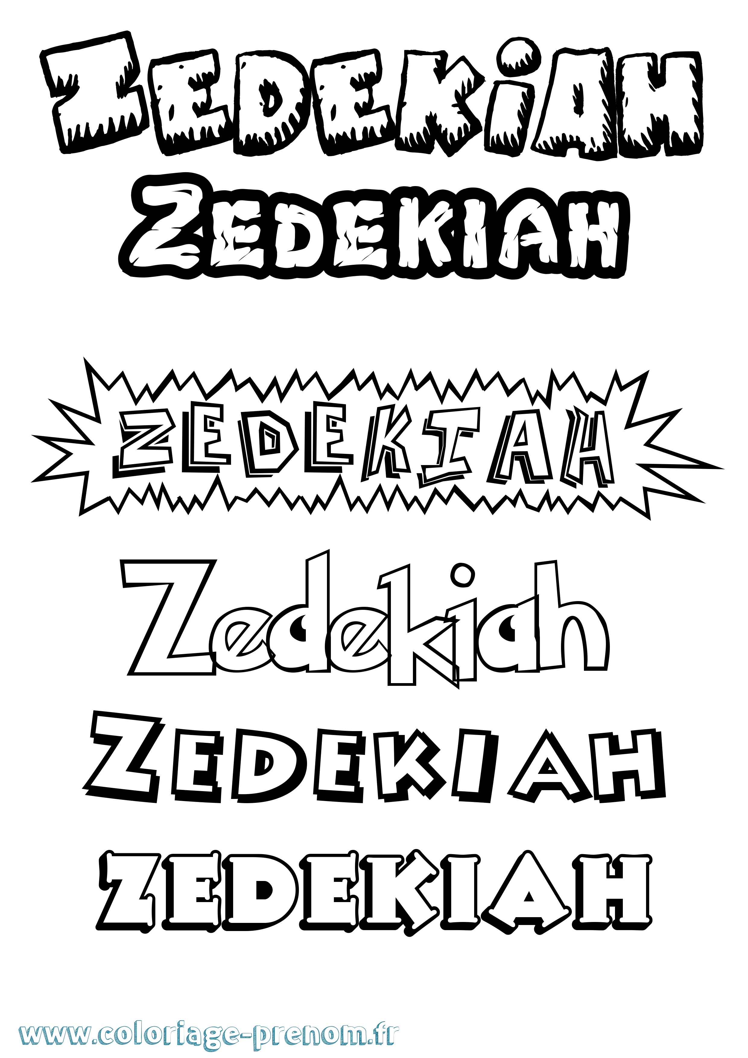 Coloriage prénom Zedekiah Dessin Animé