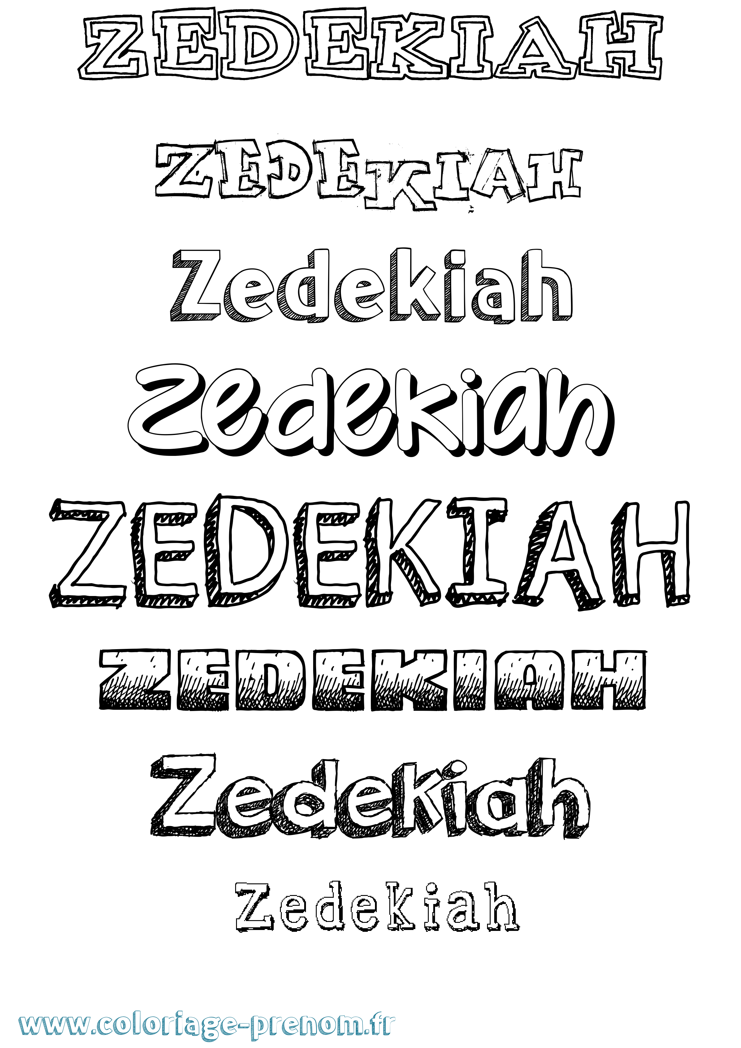 Coloriage prénom Zedekiah Dessiné
