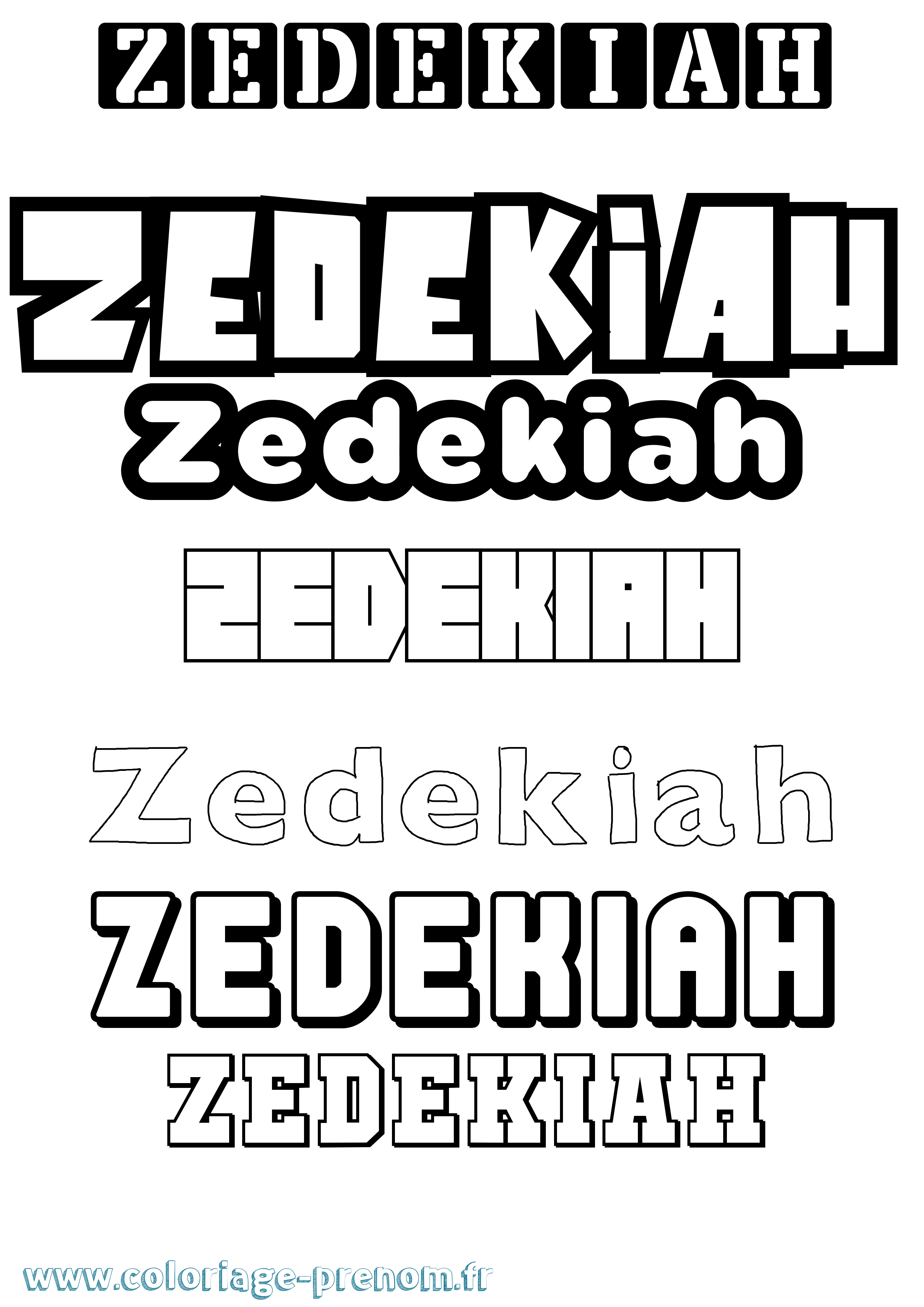 Coloriage prénom Zedekiah Simple
