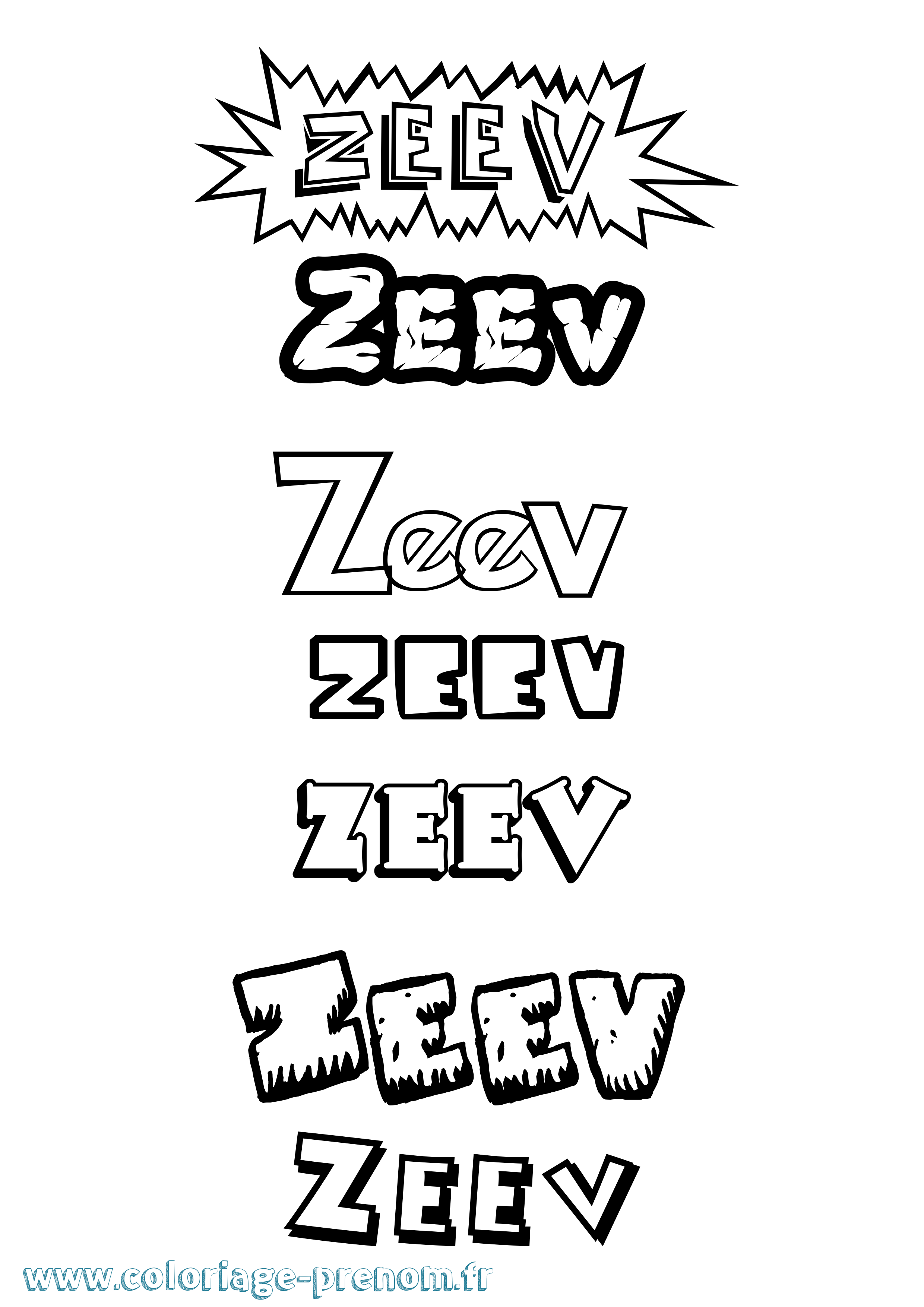 Coloriage Zeev Dessin Animé Coloriage prénom Zeev Dessin Animé