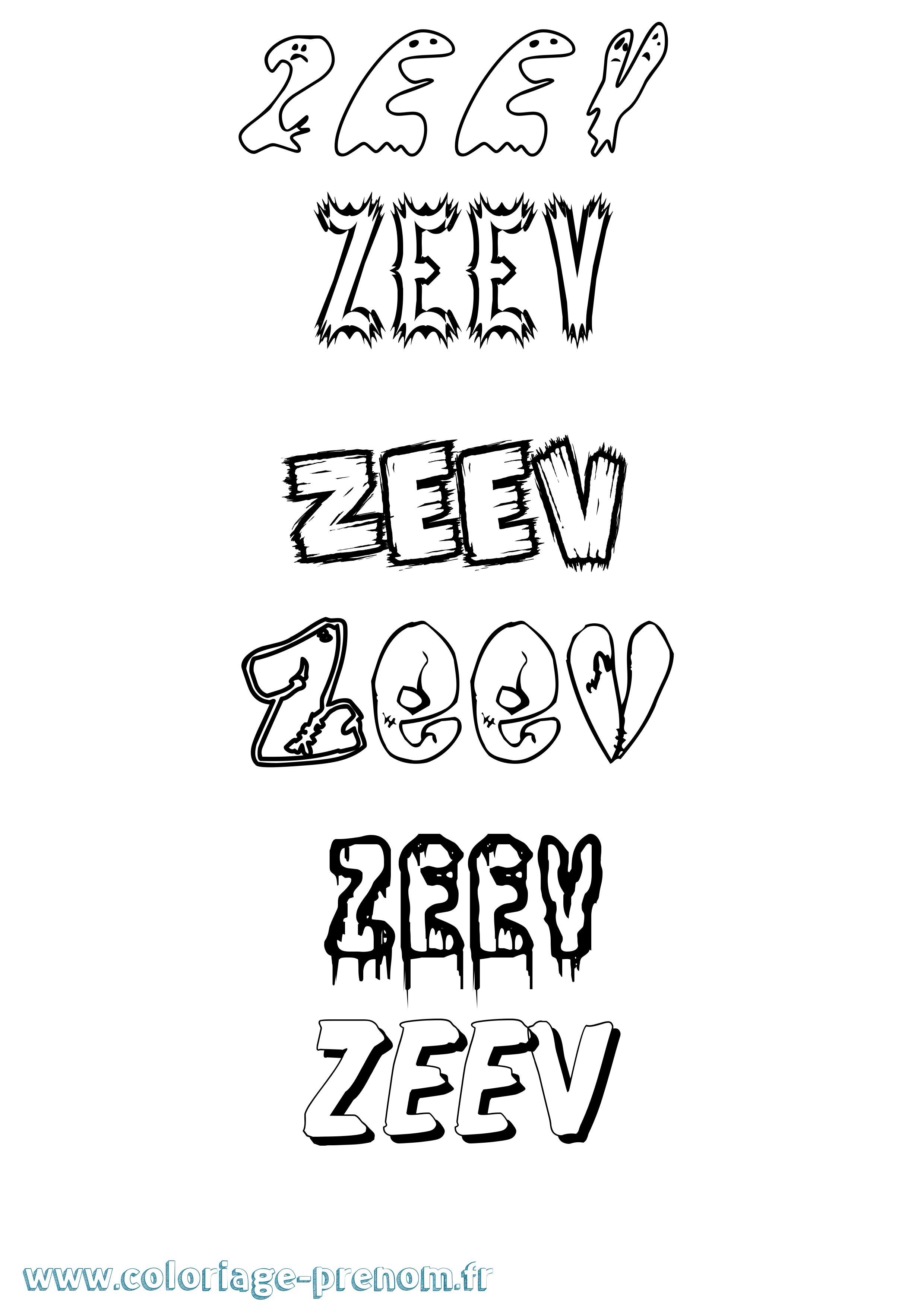 Coloriage Zeev Frisson Coloriage prénom Zeev Frisson