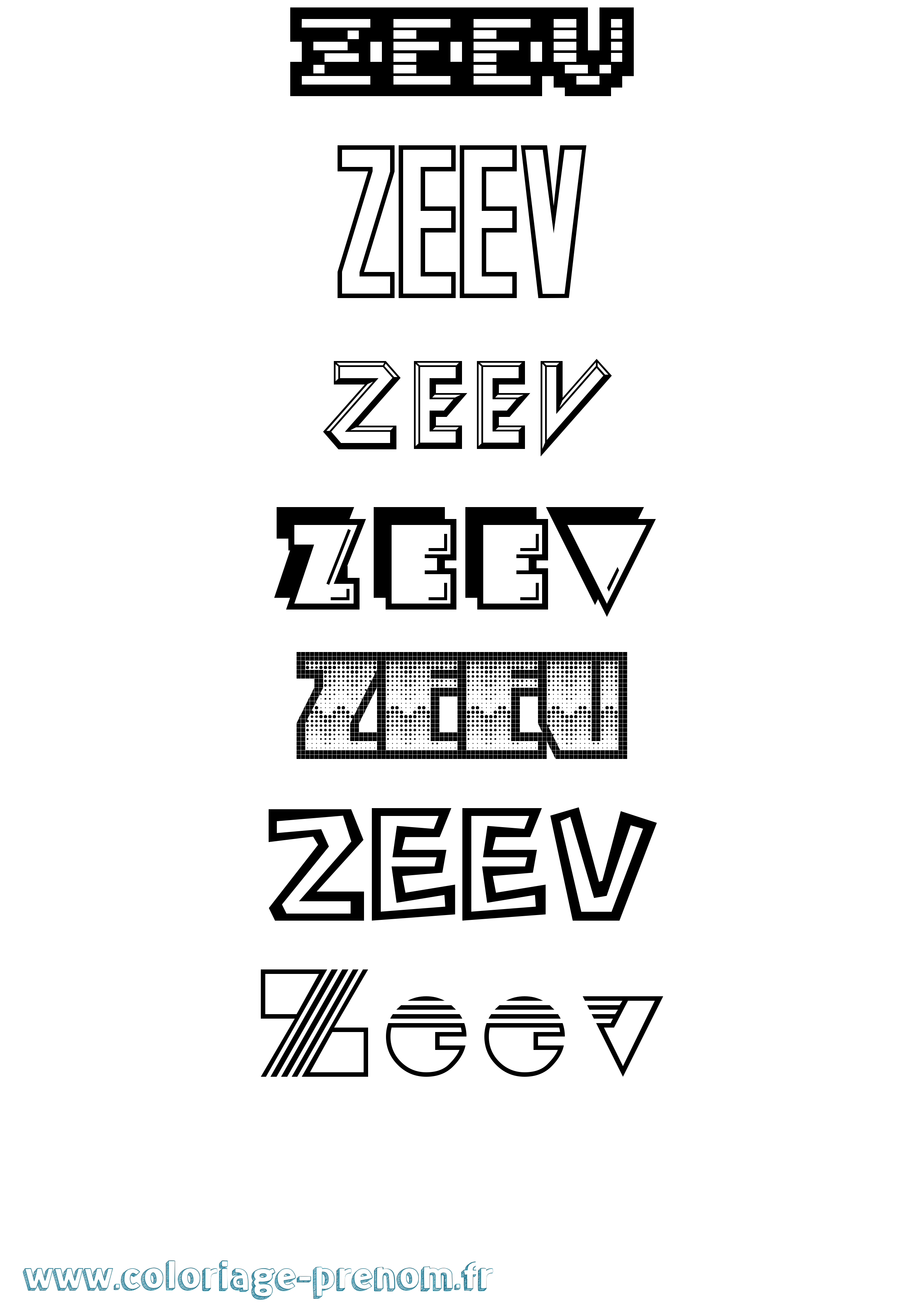 Coloriage Zeev Jeux Vidéos Coloriage prénom Zeev Jeux Vidéos