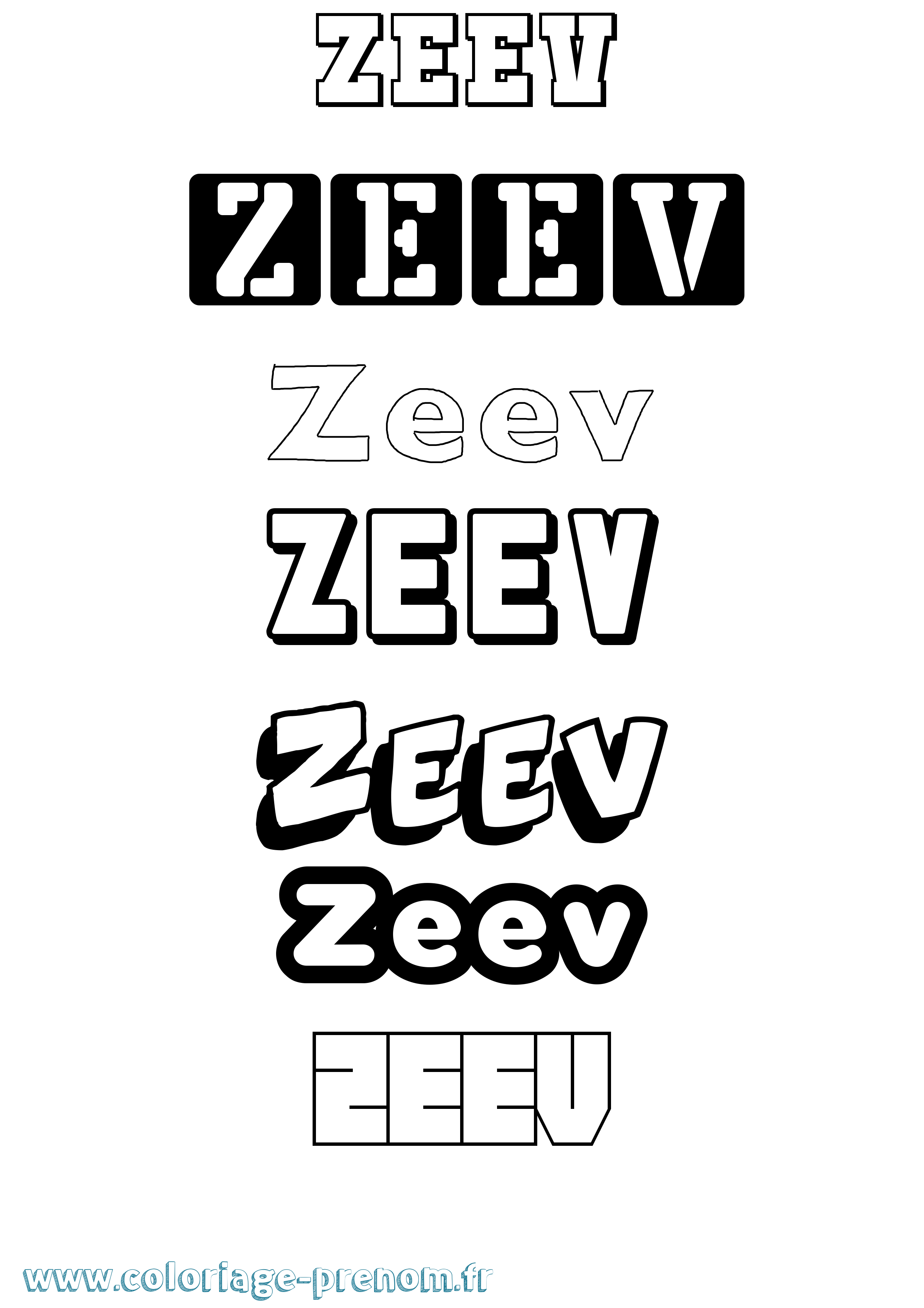Coloriage prénom Zeev Simple