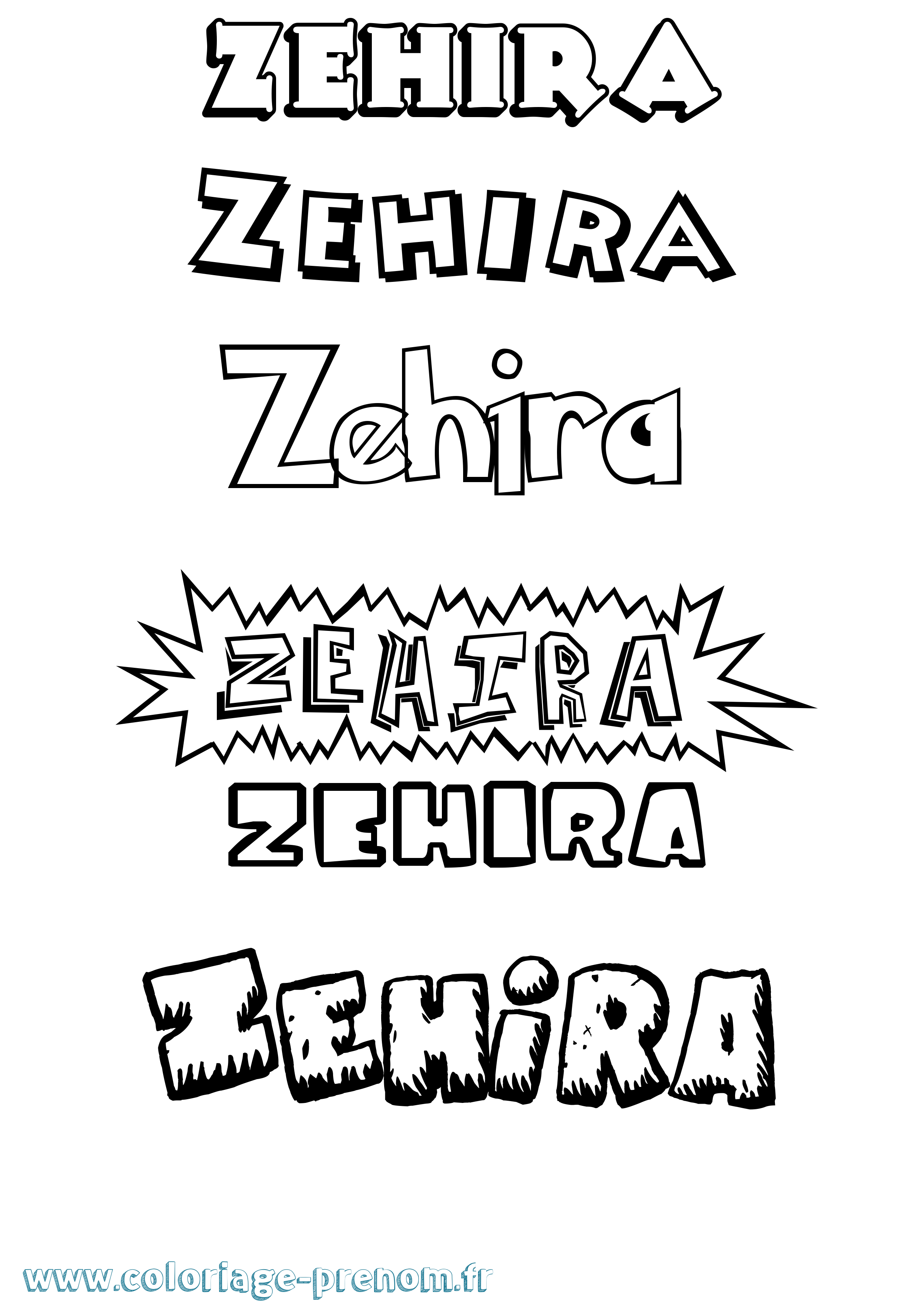 Coloriage Zehira Dessin Animé Coloriage prénom Zehira Dessin Animé