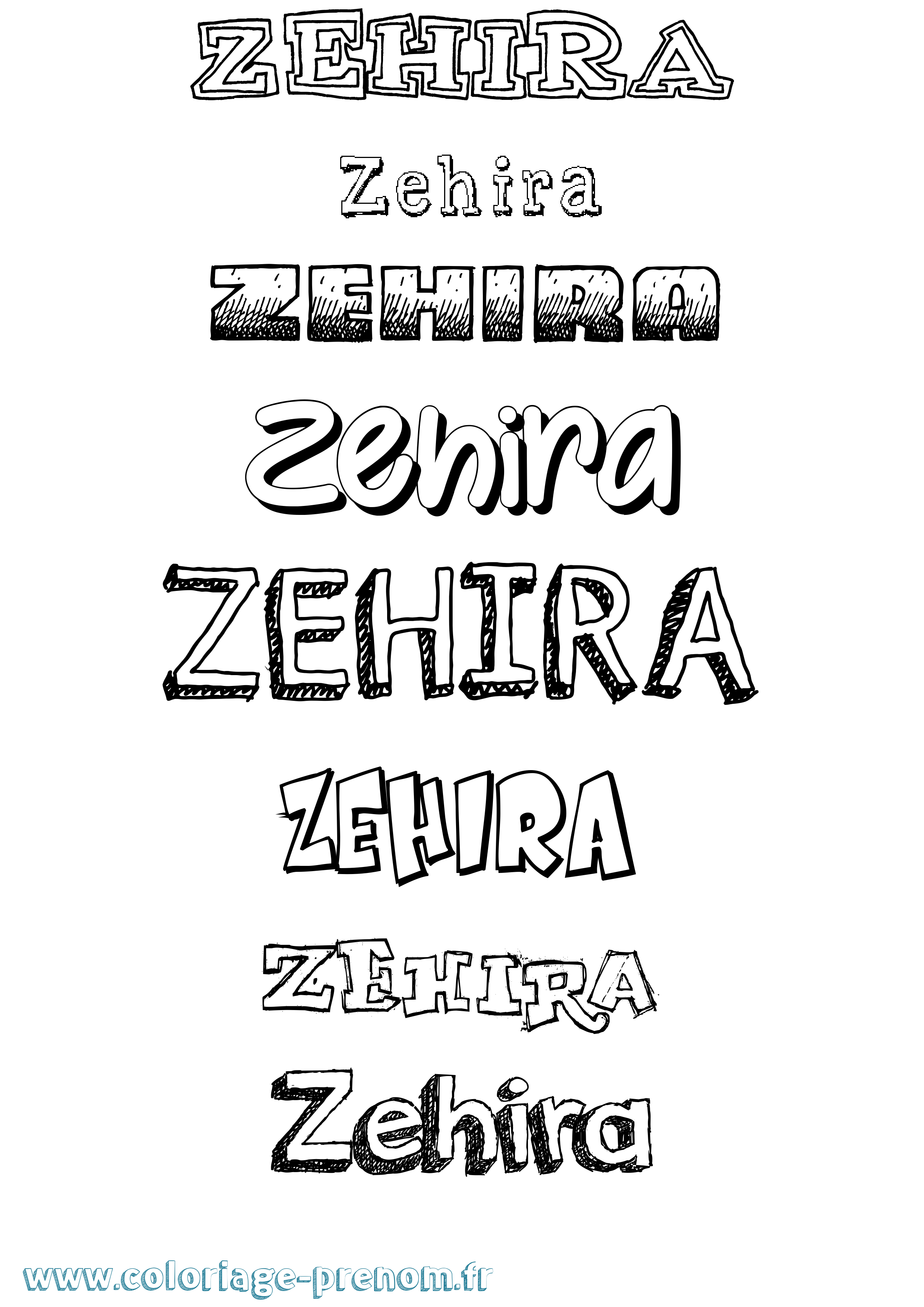 Coloriage Zehira Dessiné Coloriage prénom Zehira Dessiné
