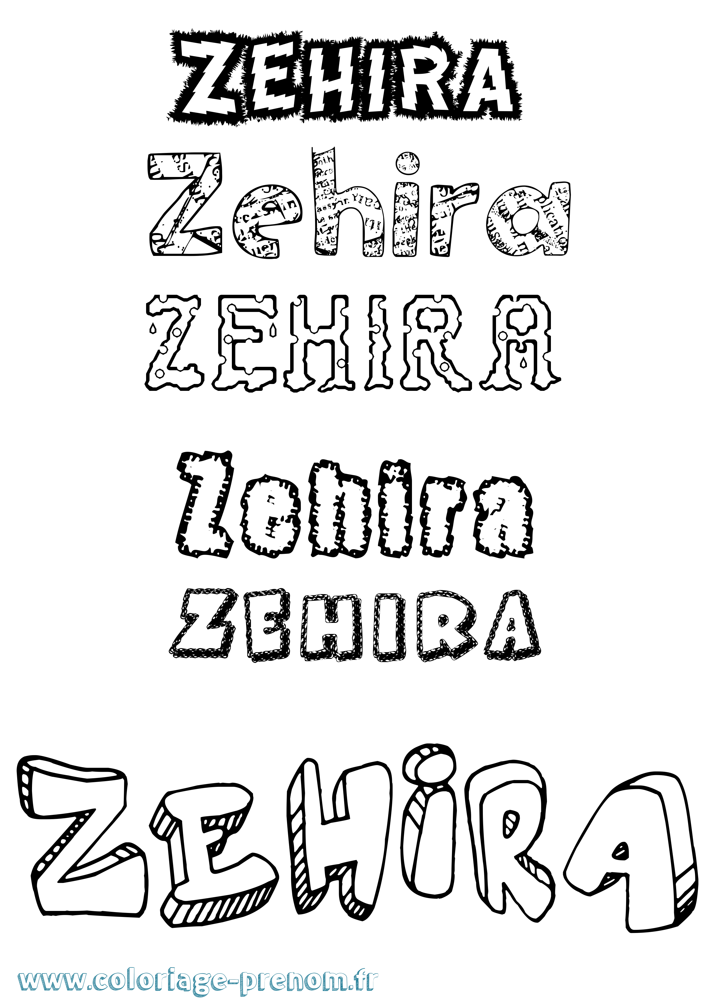 Coloriage Zehira Destructuré Coloriage prénom Zehira Destructuré