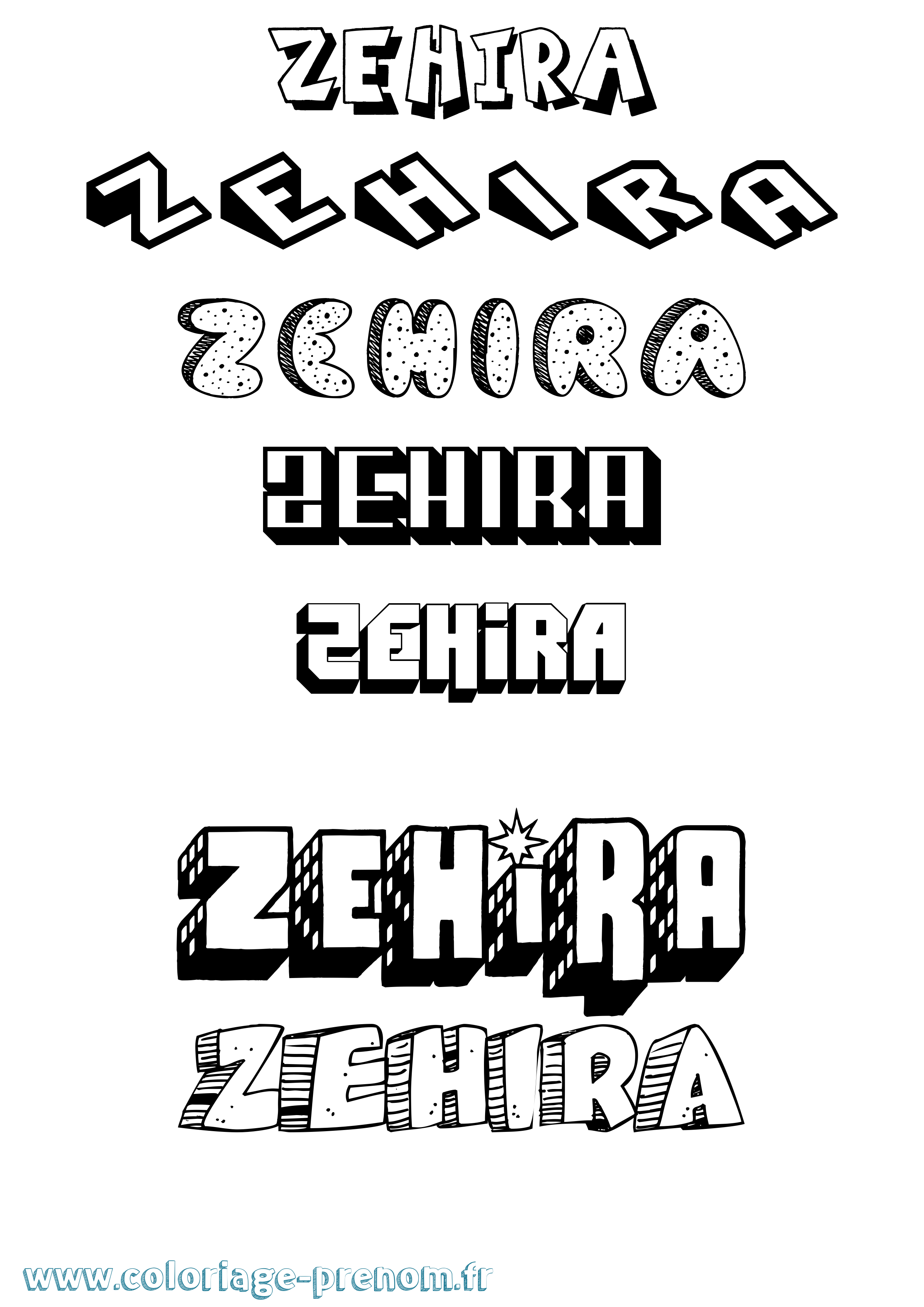 Coloriage Zehira Effet 3D Coloriage prénom Zehira Effet 3D