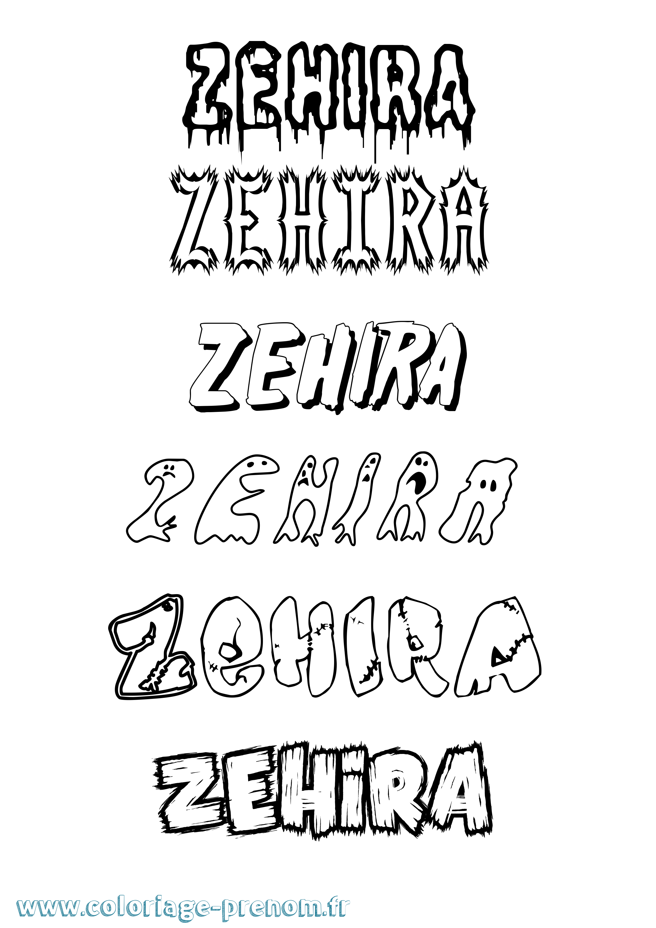 Coloriage Zehira Frisson Coloriage prénom Zehira Frisson